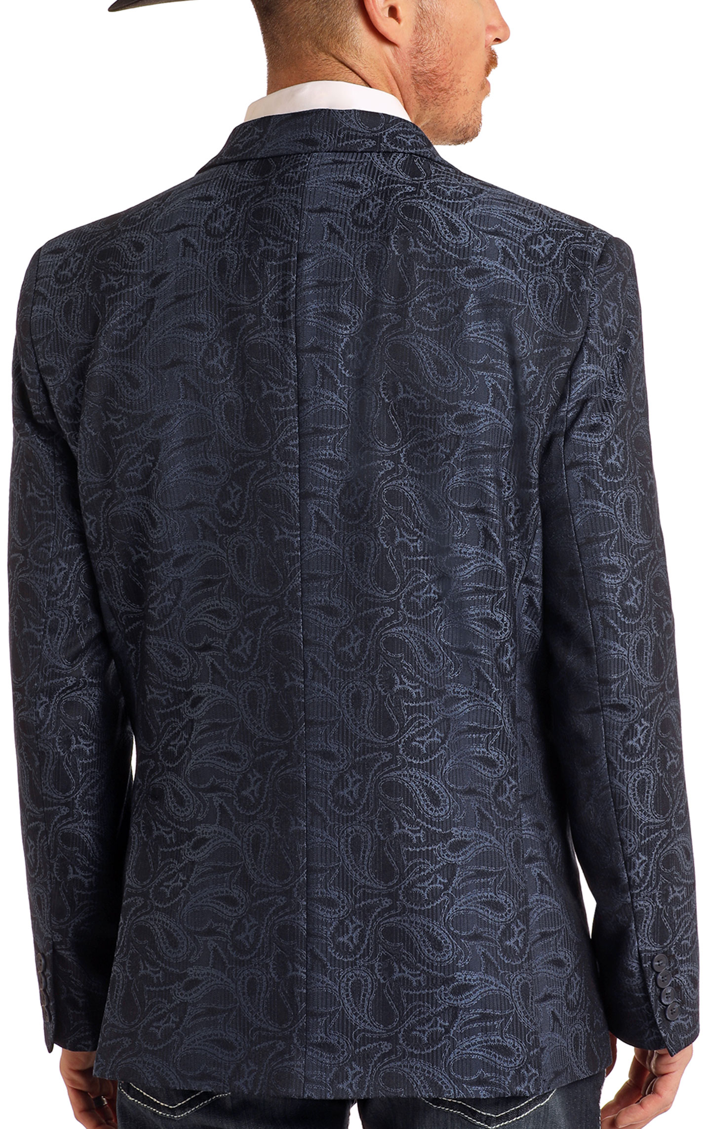 Rock & Roll Denim Men's Jacquard Navy Paisley Sports Coat - Image 2
