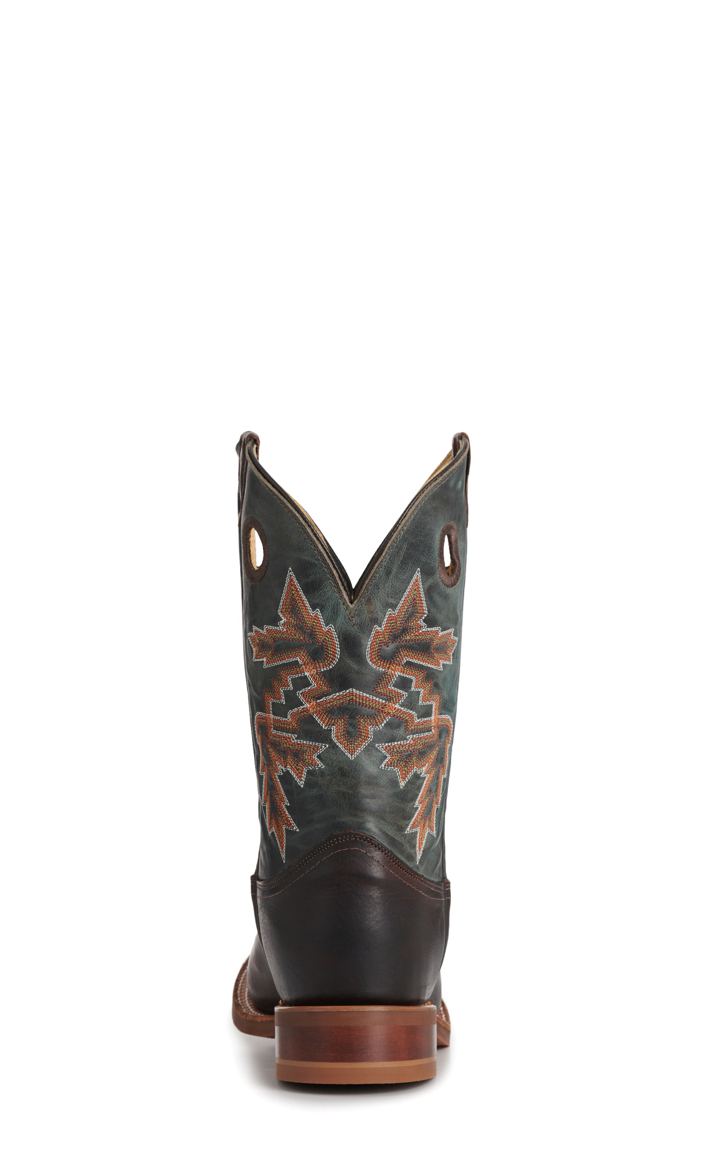 Justin Men’s Chocolate Brown & Silver Blue Bender Wide Square Toe Cowboy Boots - Image 1