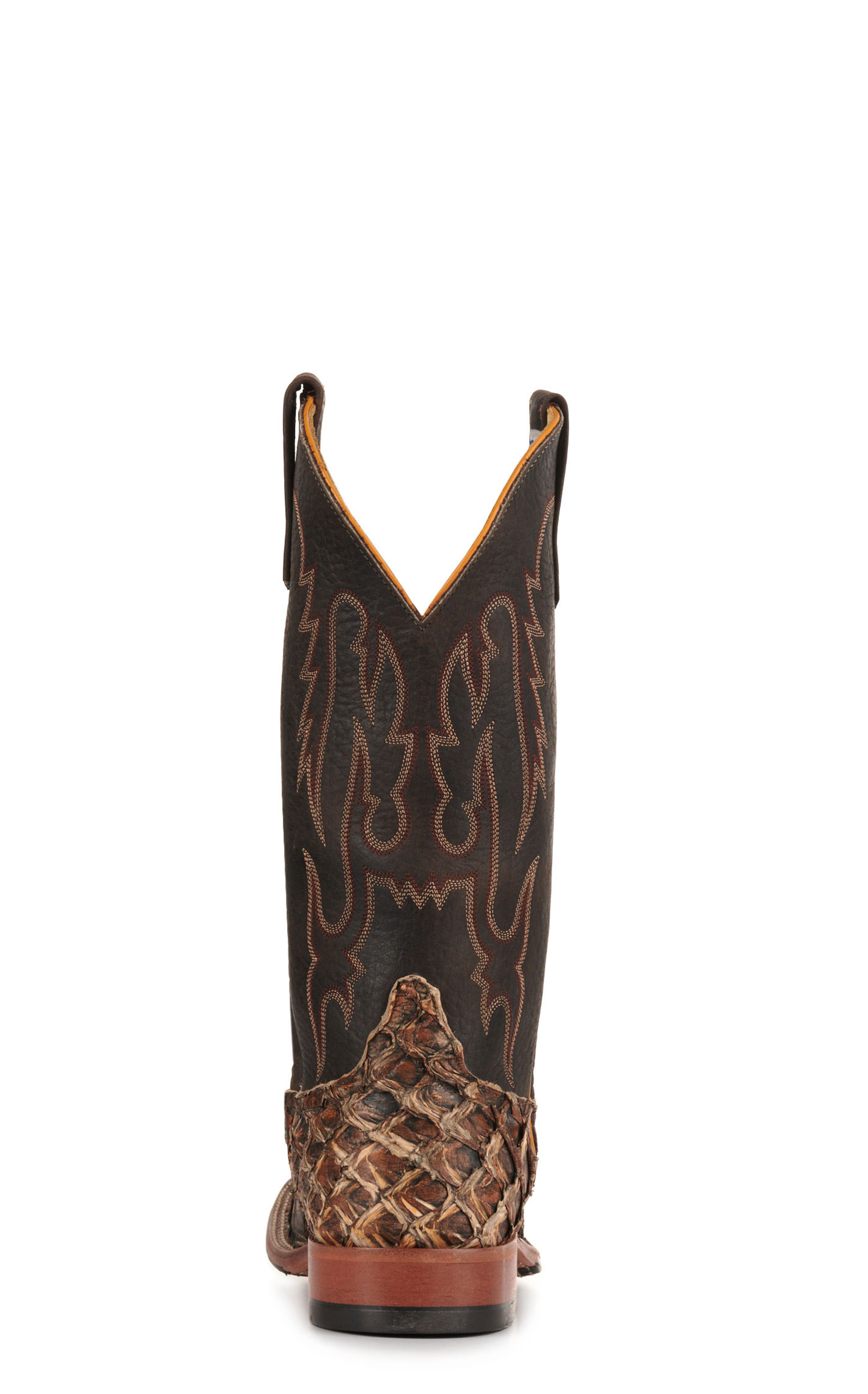 Anderson Bean Men's Black and Rusty Brown Big Bass Wide Square Toe Exotic Cowboy Boot - Image 1