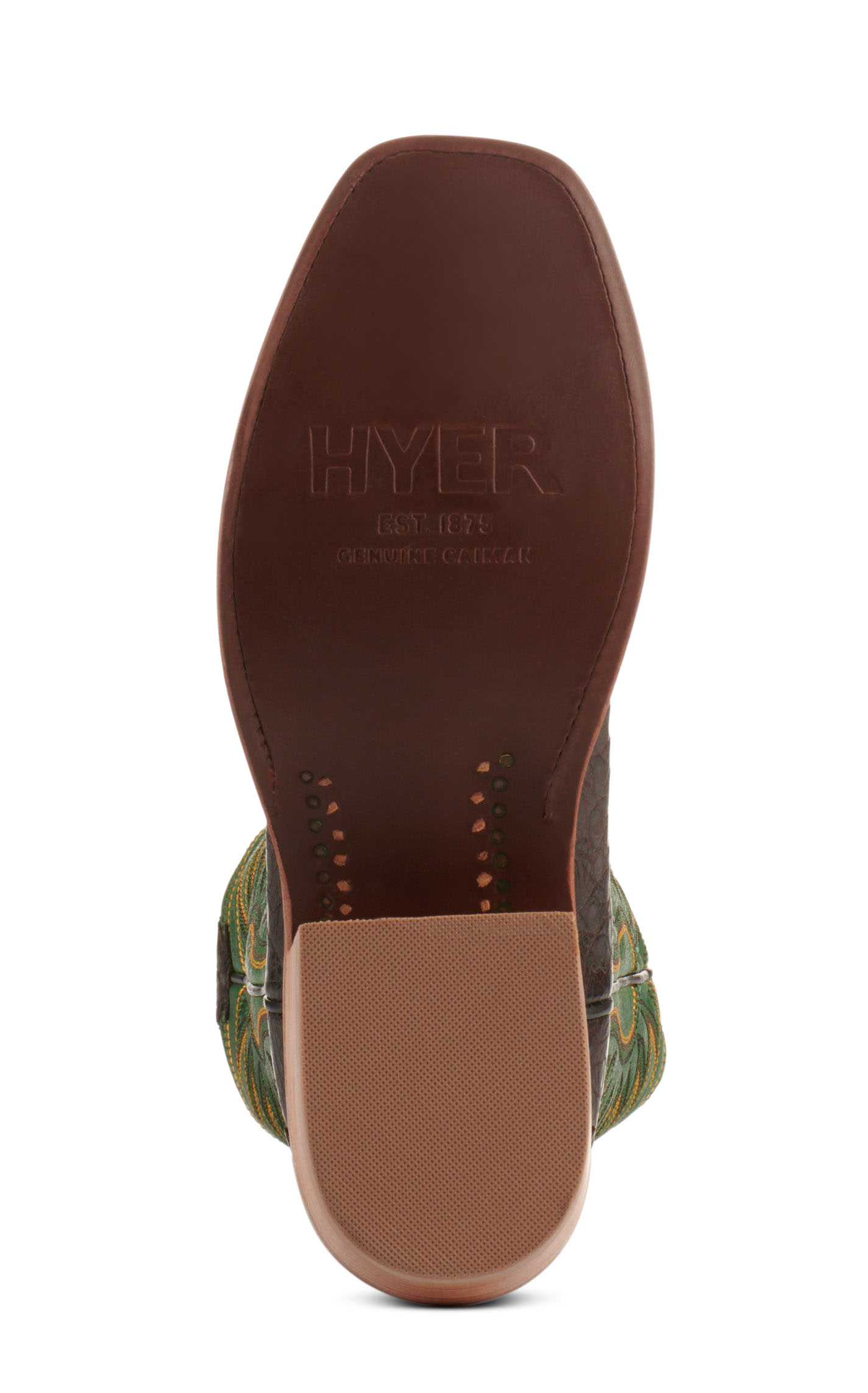 Hyer Men's Spearville Green and Coffee Matte Caiman Square Toe Exotic Cowboy Boots - Image 1