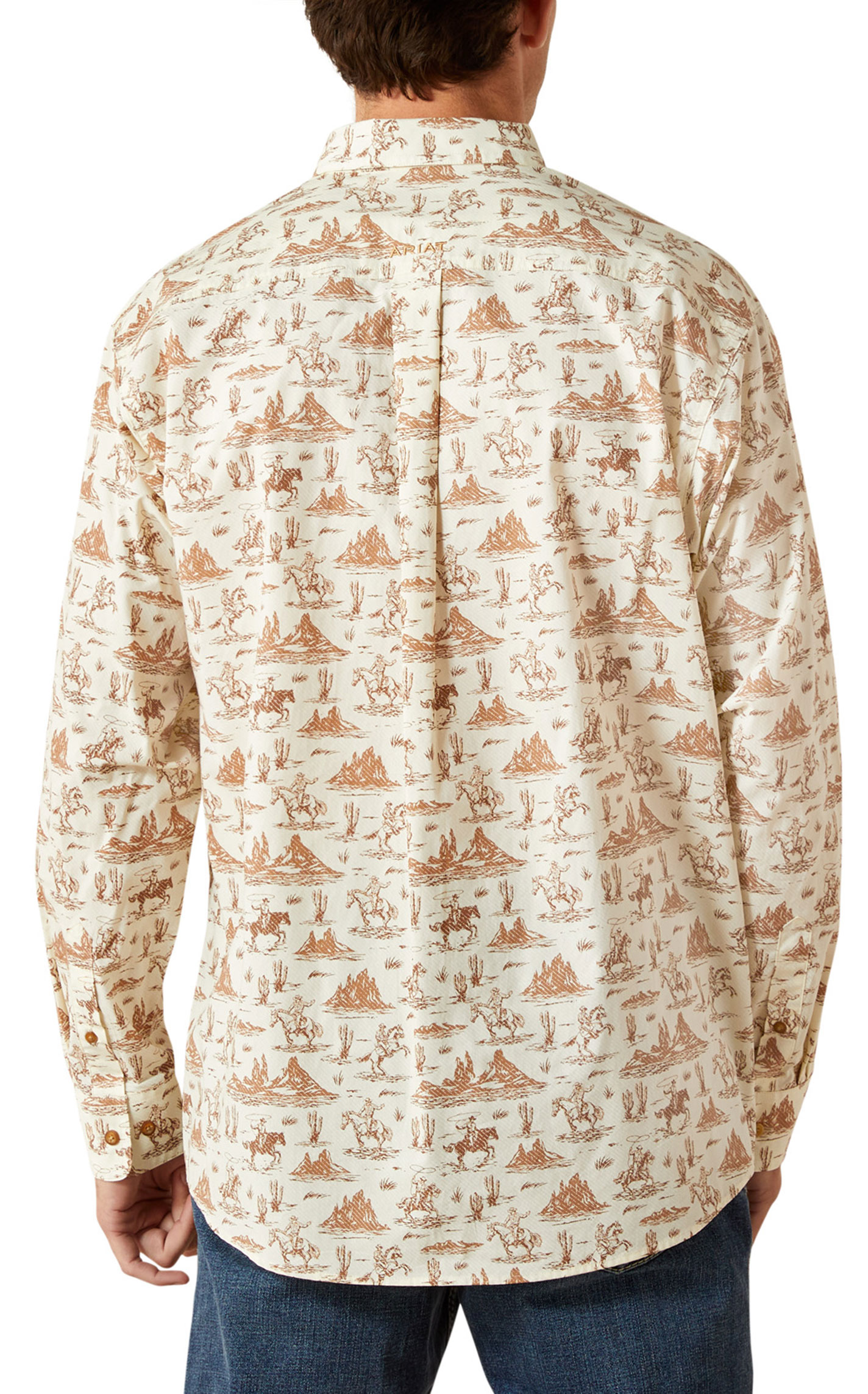 Ariat Men's Cream & Coffee Cowboy On The Range Western Shirt - Image 1
