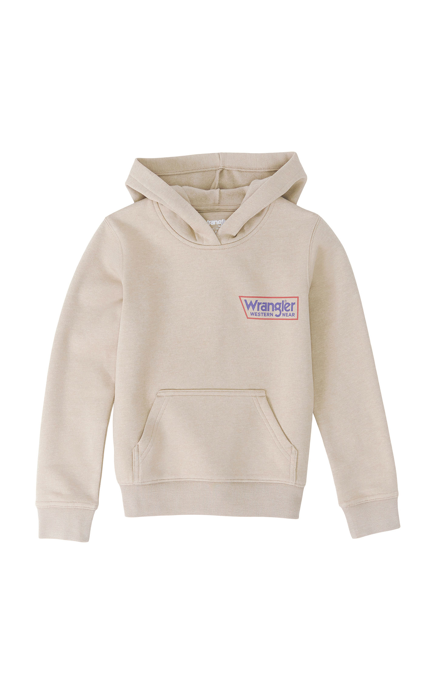 Wrangler Boy's Sunny Taupe with Purple & Red Logo Graphic Hoodie - Image 1
