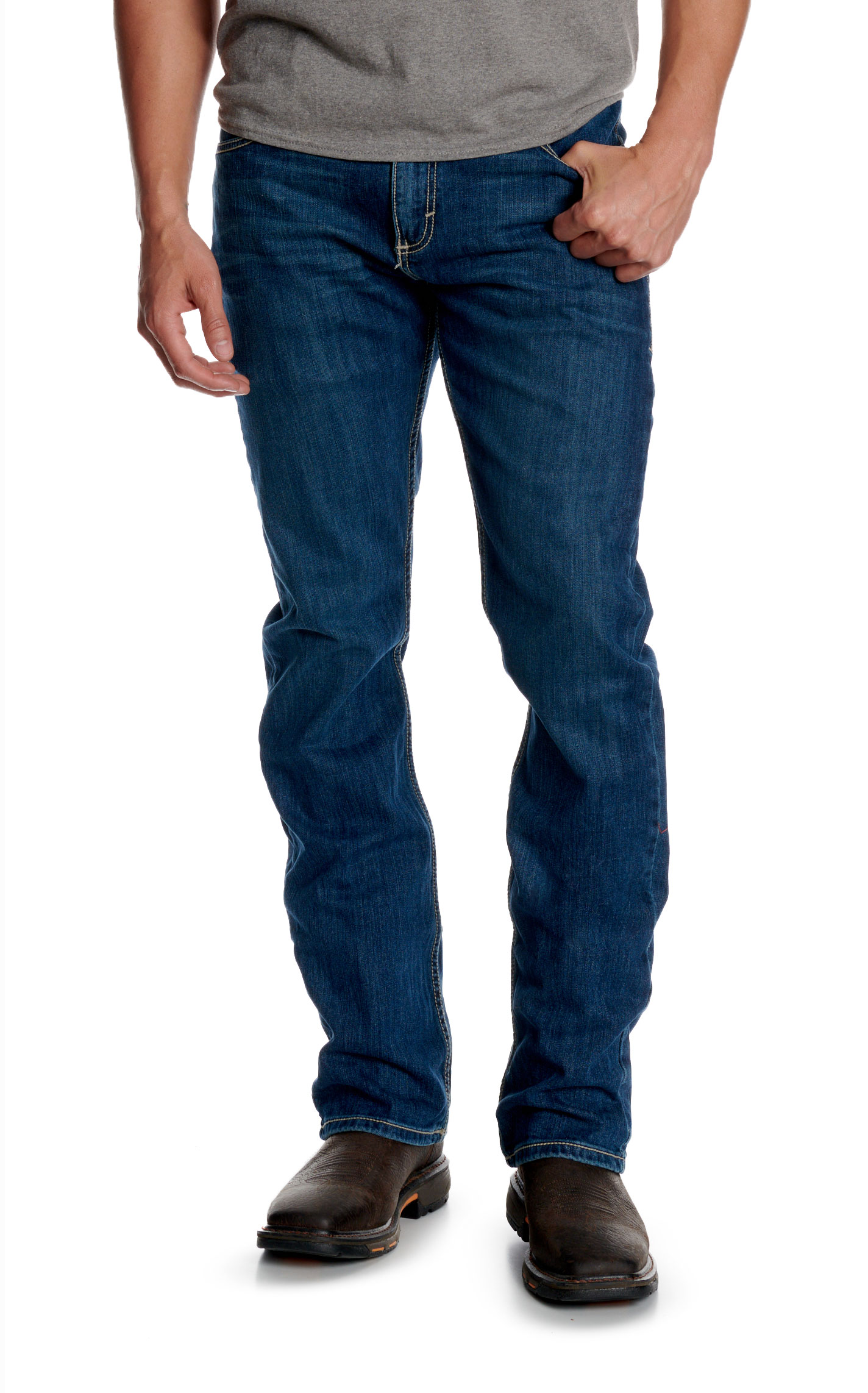 Wrangler Men’s FR Retro Dark Wash Slim Fit Boot Cut Jeans - Image 1