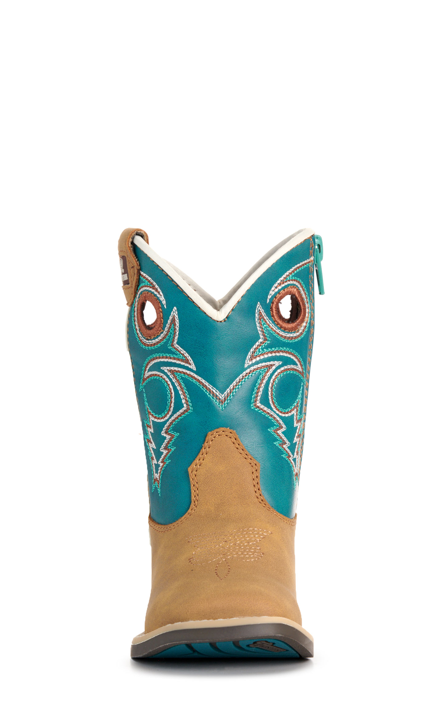 Twister Toddler Jensen Tan & Turquoise Square Toe Boots - Image 1