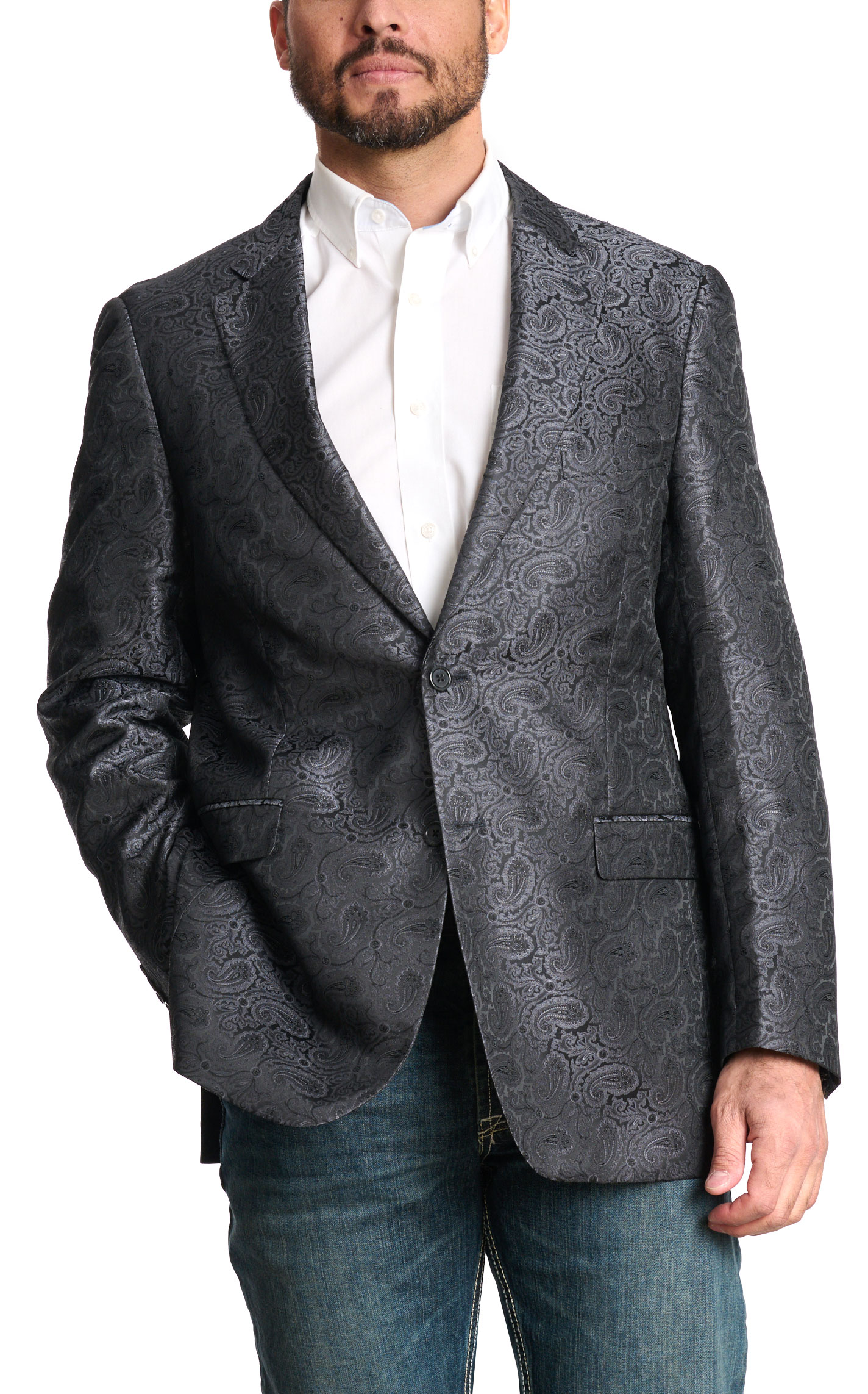 Rock & Roll Denim Men's Black Paisley Sport Coat - Image 1