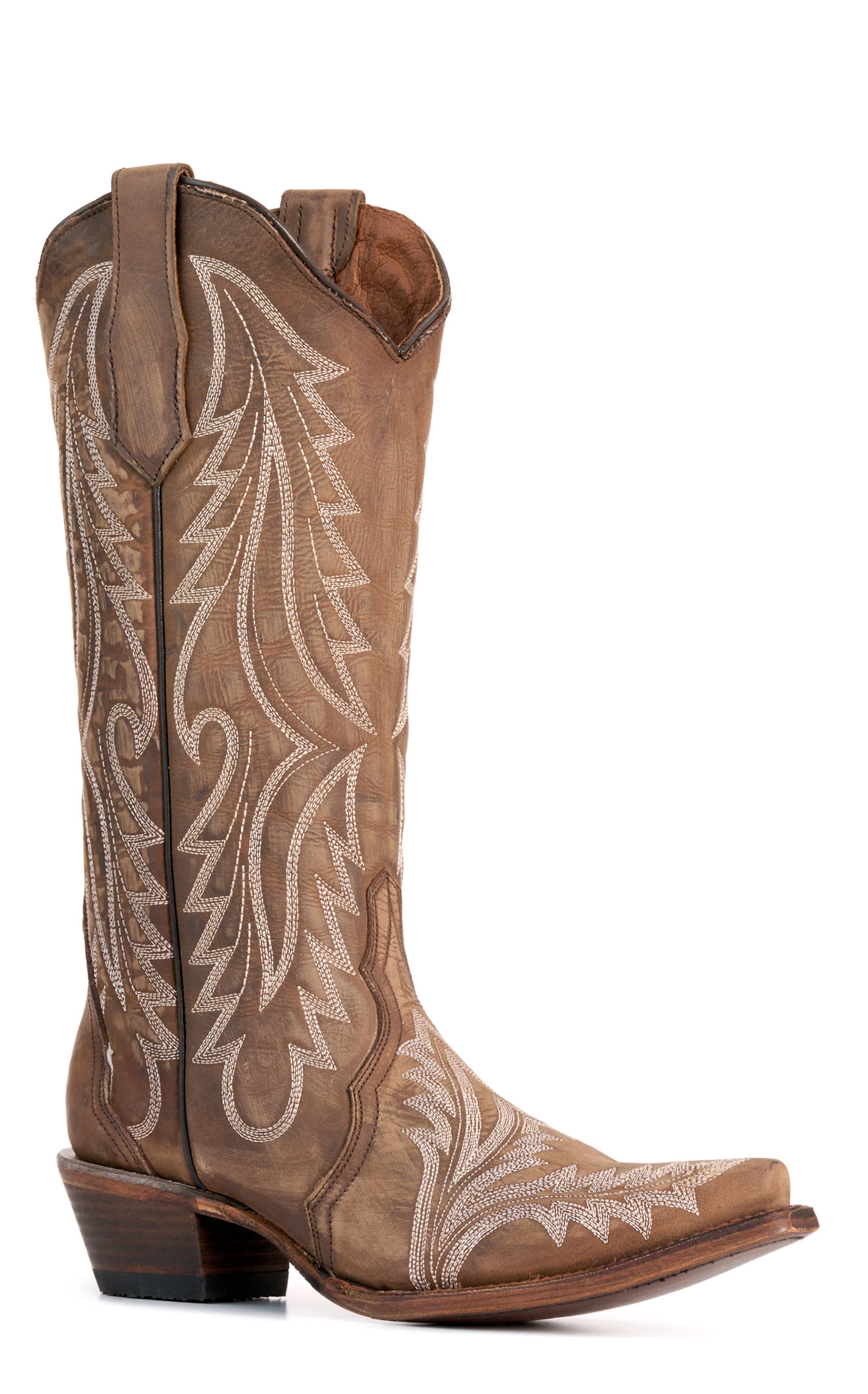 Circle G by Corral Women's Brown Heavy Stitched Snip Toe Cowboy Boots - Image 1