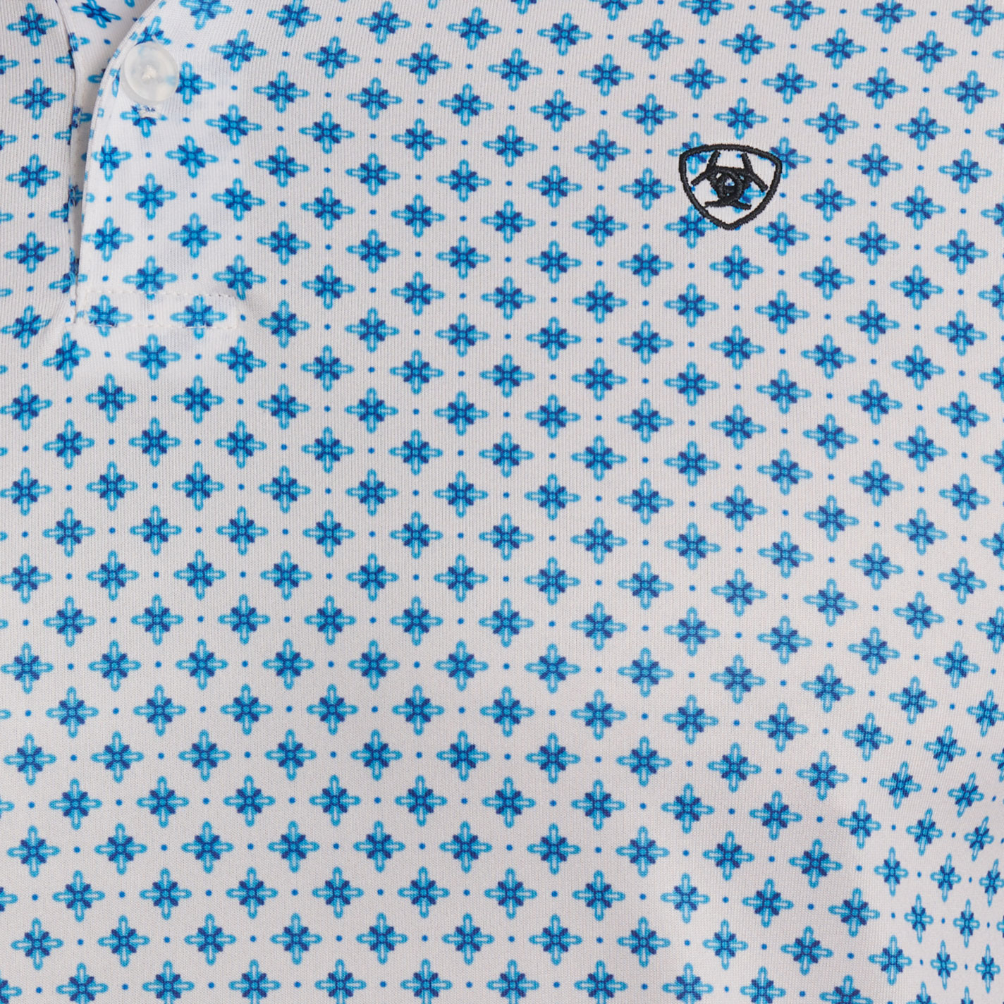 Ariat Men's White & Blue Geo Print Polo - Image 1