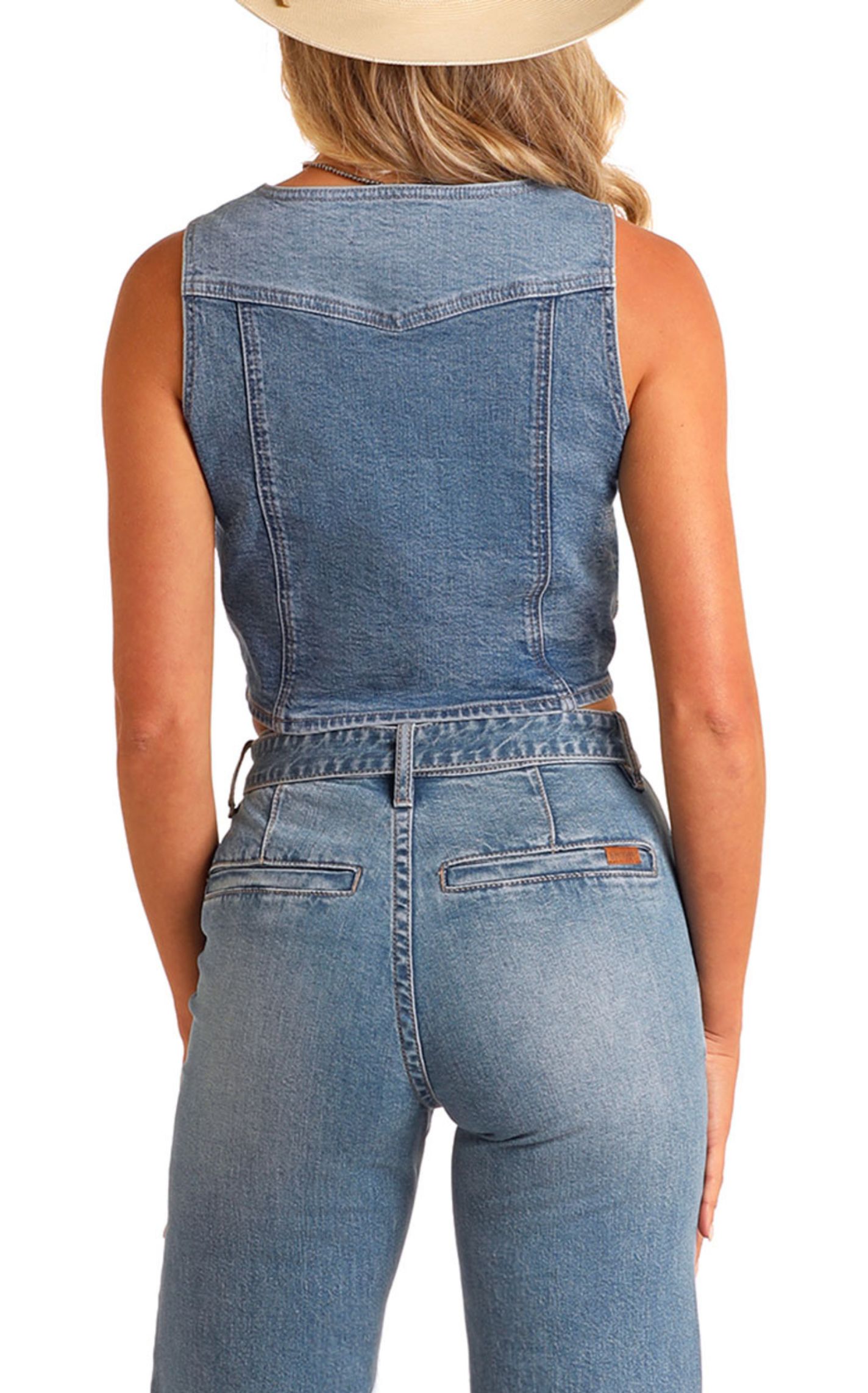 Rock & Roll Denim Women's Two Toned Denim Vest  - Image 1