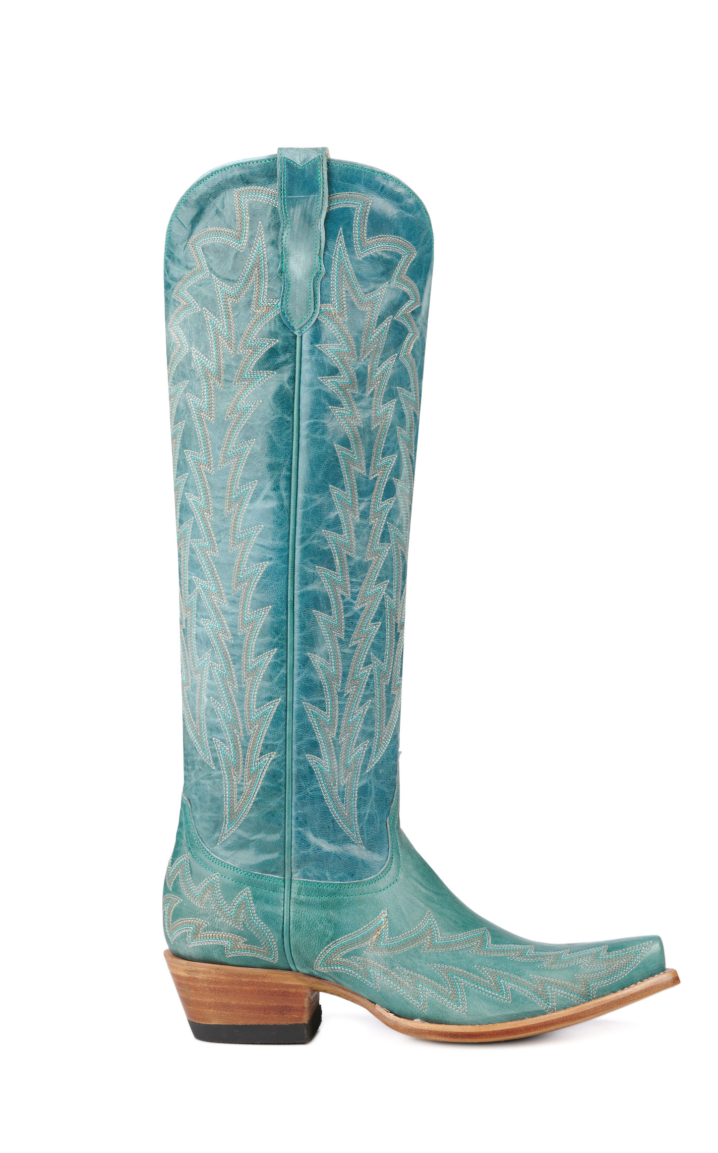 JRC & Sons Women’s Nancy Turquoise Snip Toe Tall Cowboy Boots - Image 1