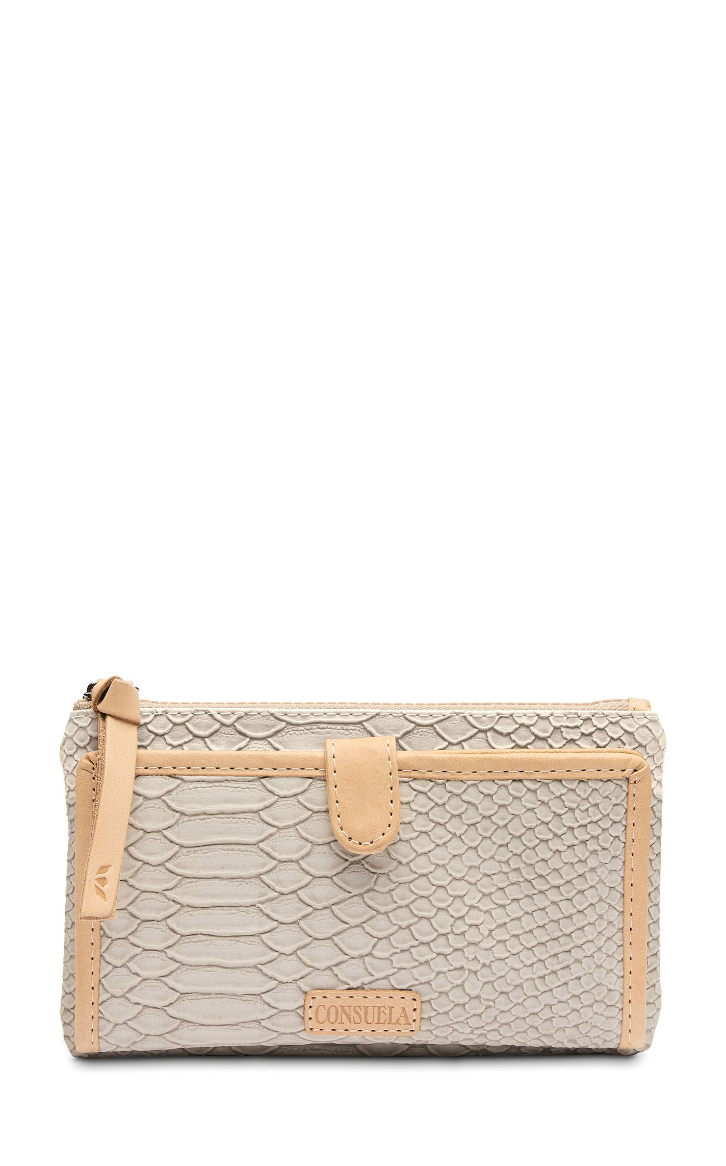Consuela Thunderbird Latte Snake Skin Textured Slim Wallet - Image 1