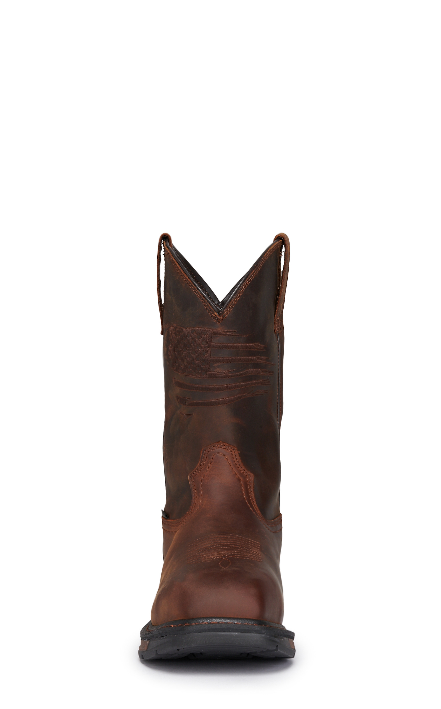 Ariat Men's WorkHog XT Patriot Distressed Brown Embroidered Flag Waterproof Square Carbon Toe Work Boot - Image 1