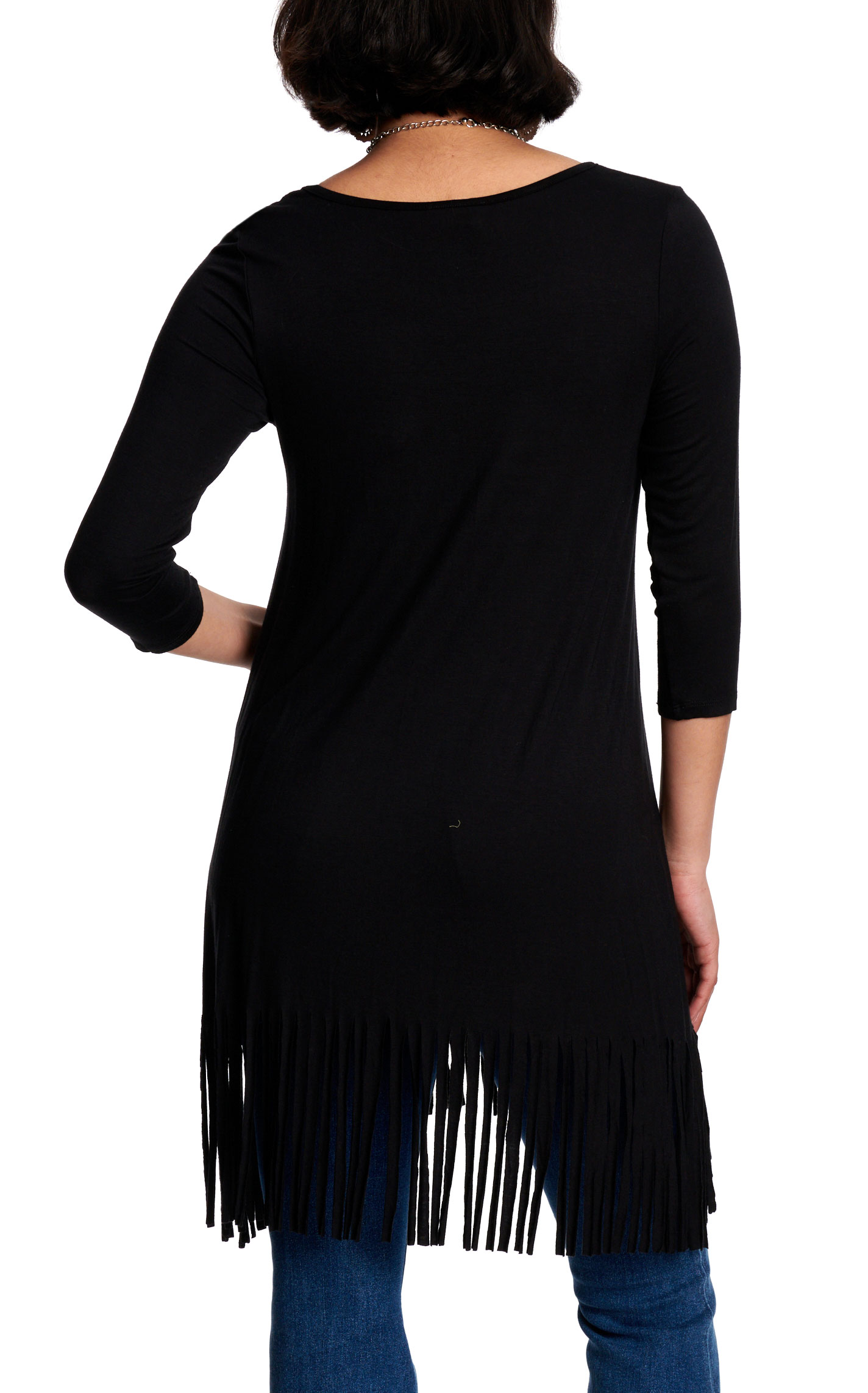 R. Rouge Women's Black Fringe Tunic - Image 1