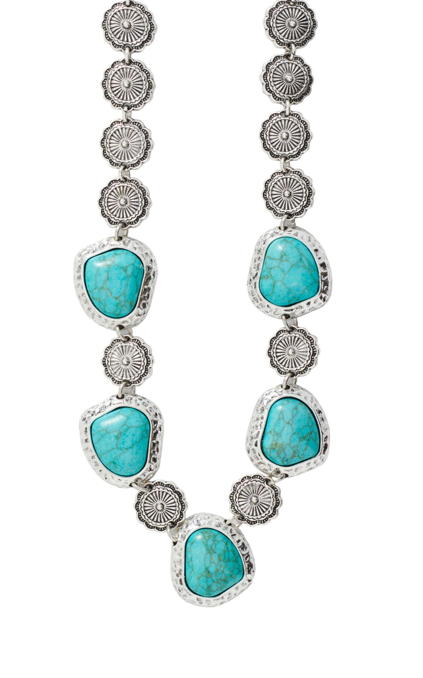 Southern Grace Silver & Turquoise Stones Choker Necklace - Image 1