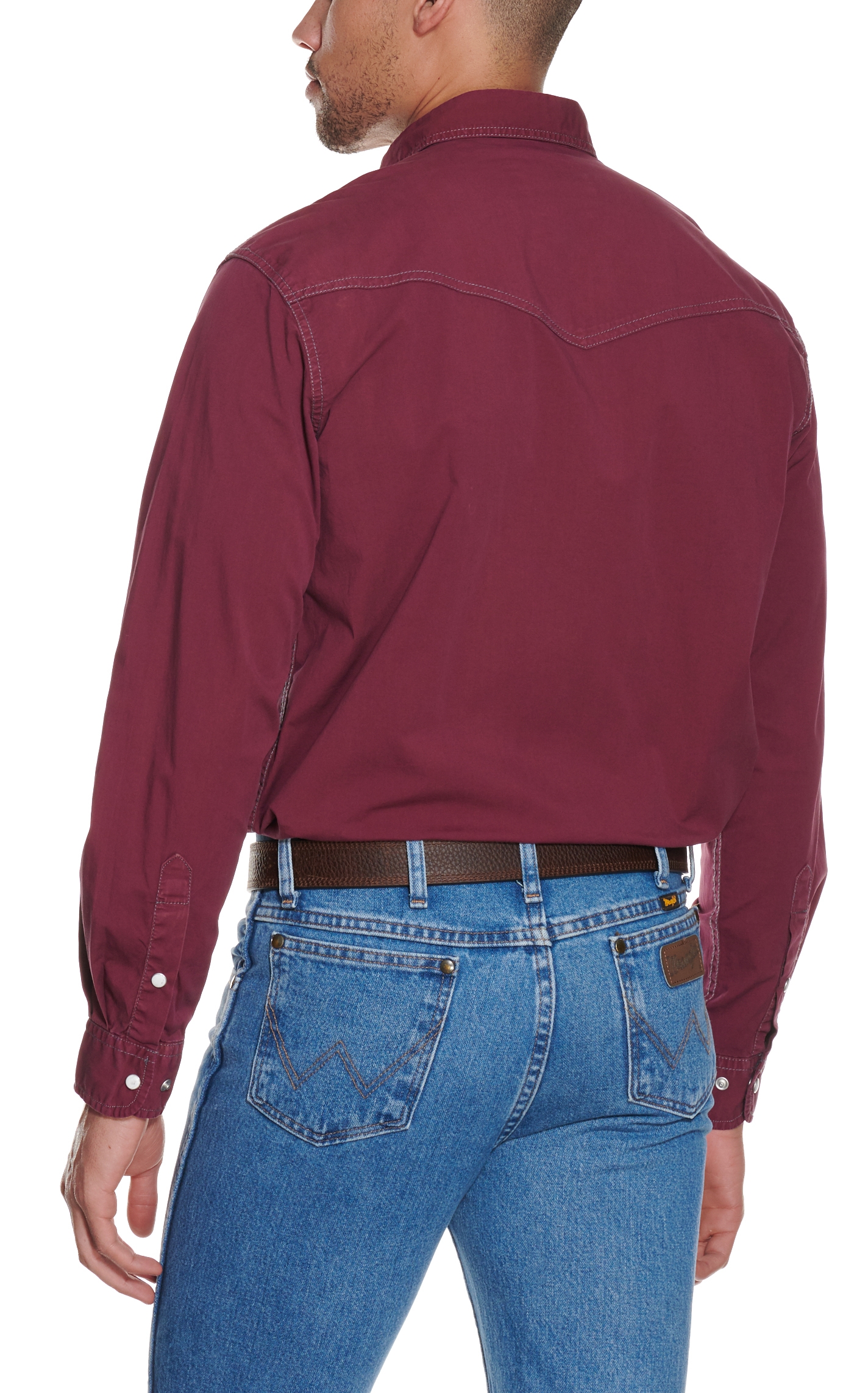 Rafter C ProFlex Men's Maroon Wash Stretch Western Shirt - Image 1