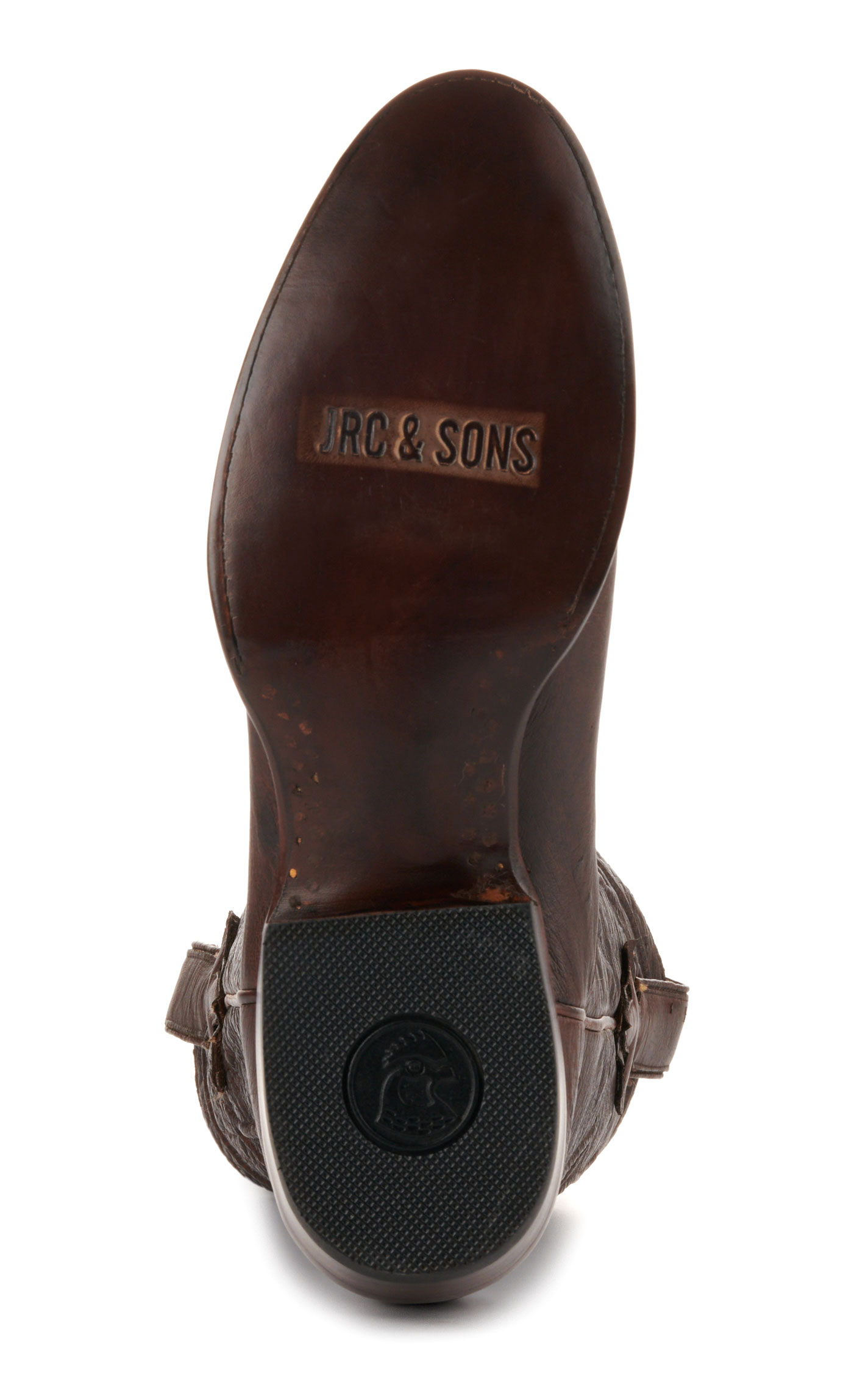 JRC & Sons Men's Cooper Smooth Quill Ostrich Round Toe Exotic Cowboy Boot in Antique Chocolate - Image 1