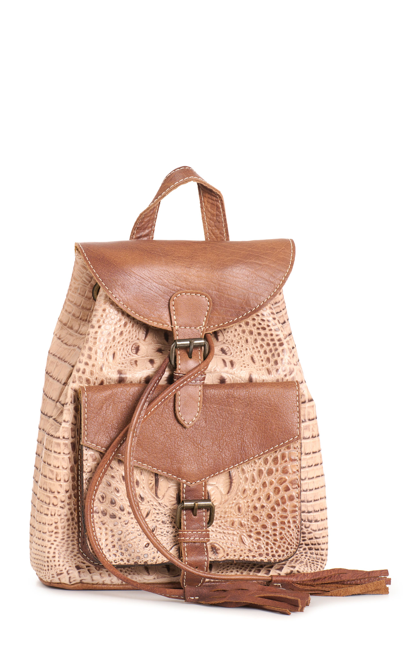 American Darling Cinnamon Latte Leather Backpack Style Bag - Image 1