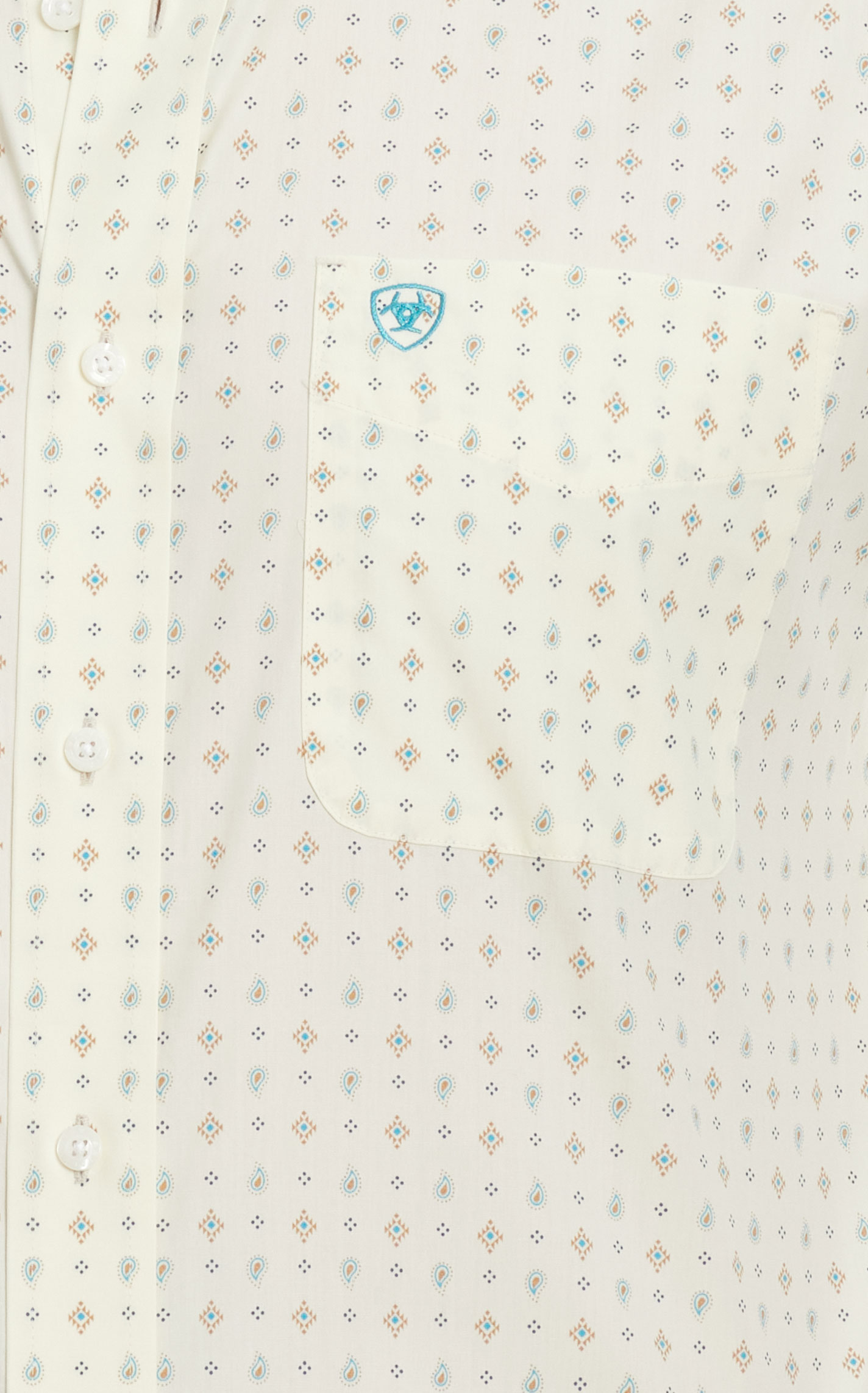 Ariat Men's Richie Pale Yellow & Turquoise Mini Paisley Western Shirt - Image 1