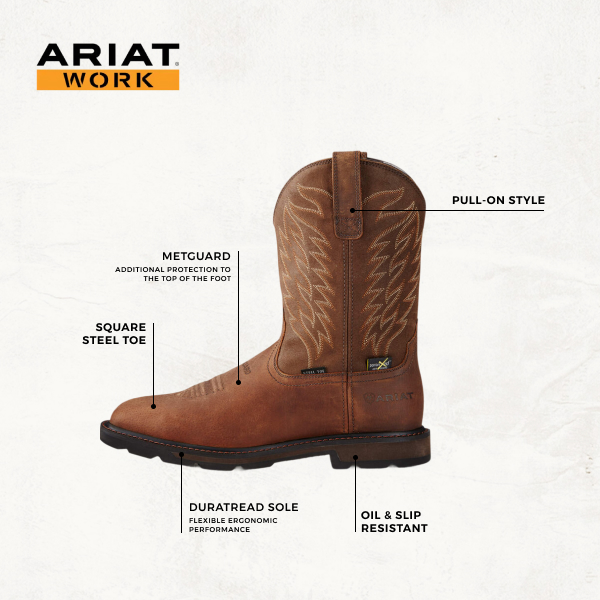 Ariat Men's Groundbreaker Brown MetGuard Square Steel Toe Work Boot - Image 1