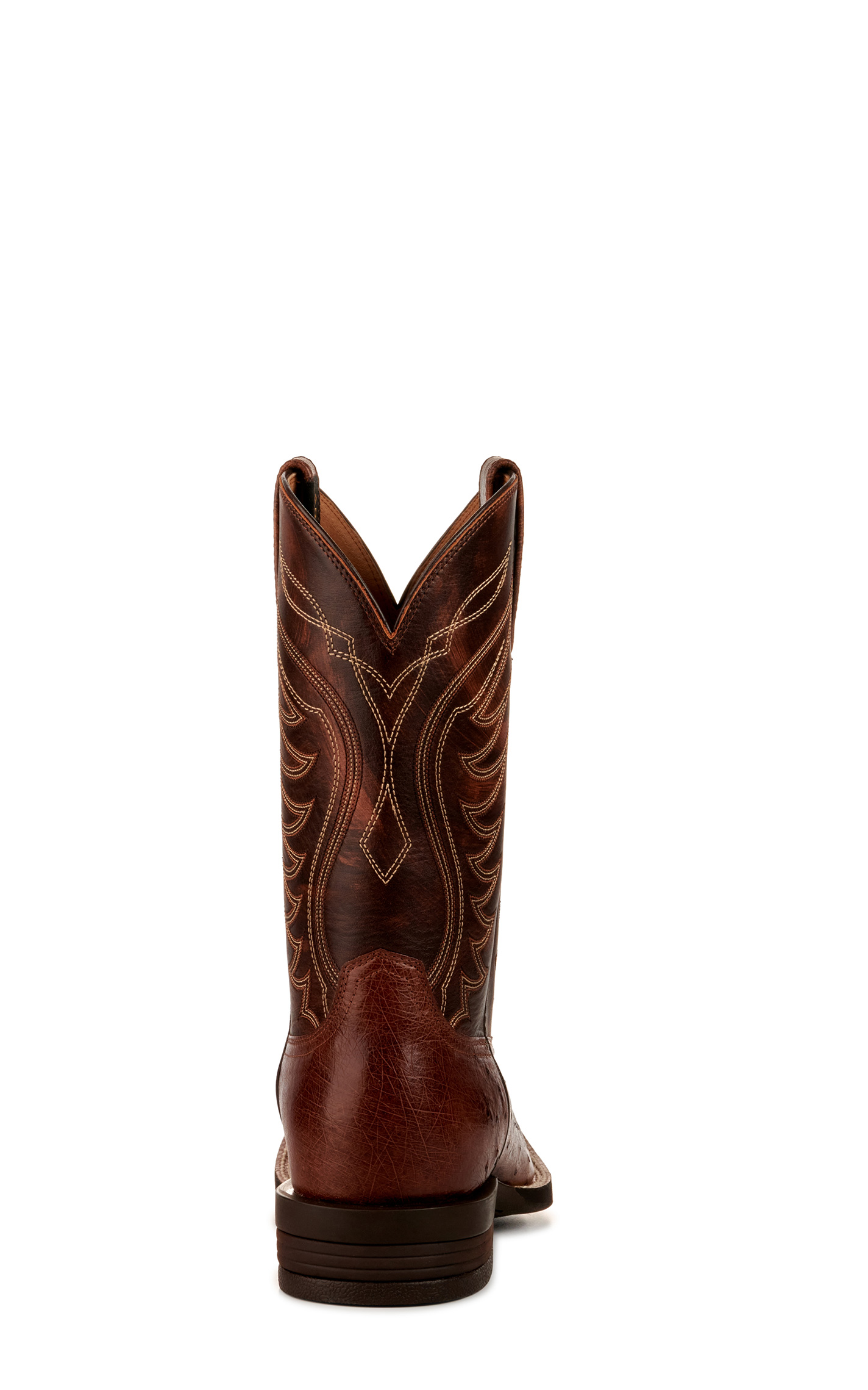 Ariat Men's Reckoning Nut Brown and Dark Tabac Smooth Quill Ostrich Shock Shield Wide Square Toe Exotic Cowboy Boot - Image 1
