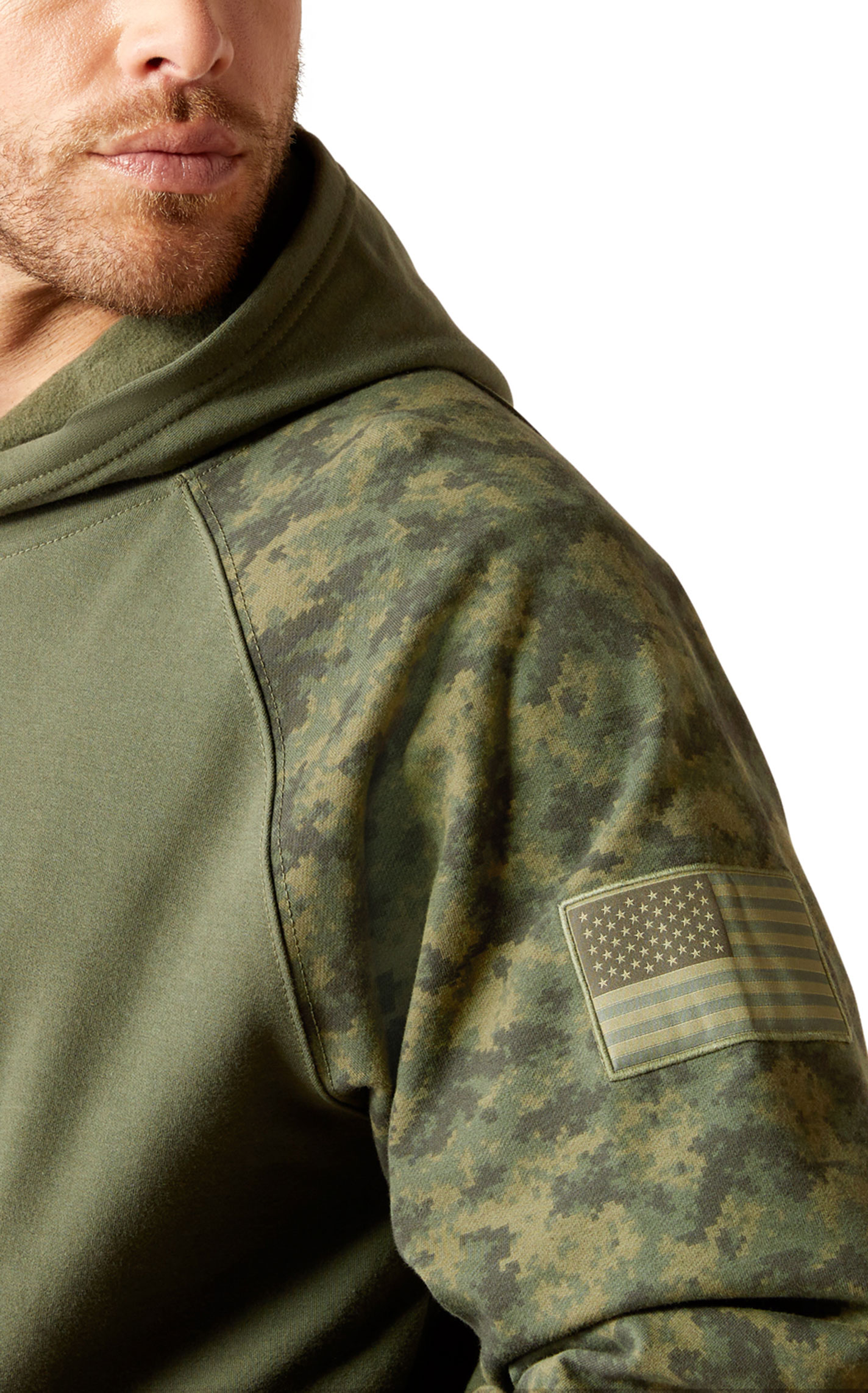 Ariat Men's FR Army Green Camo Digi DuraStretch Patriot Work Hoodie - Image 2