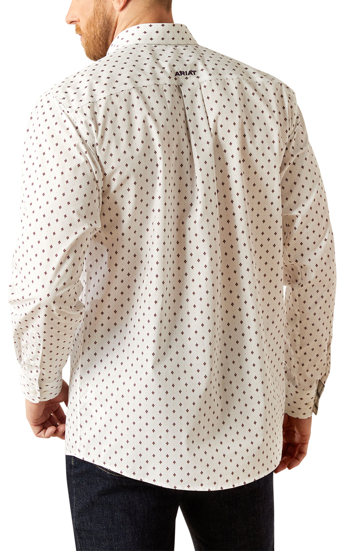 Ariat Men's Ross White & Chocolate Geo Western Shirt - Image 3