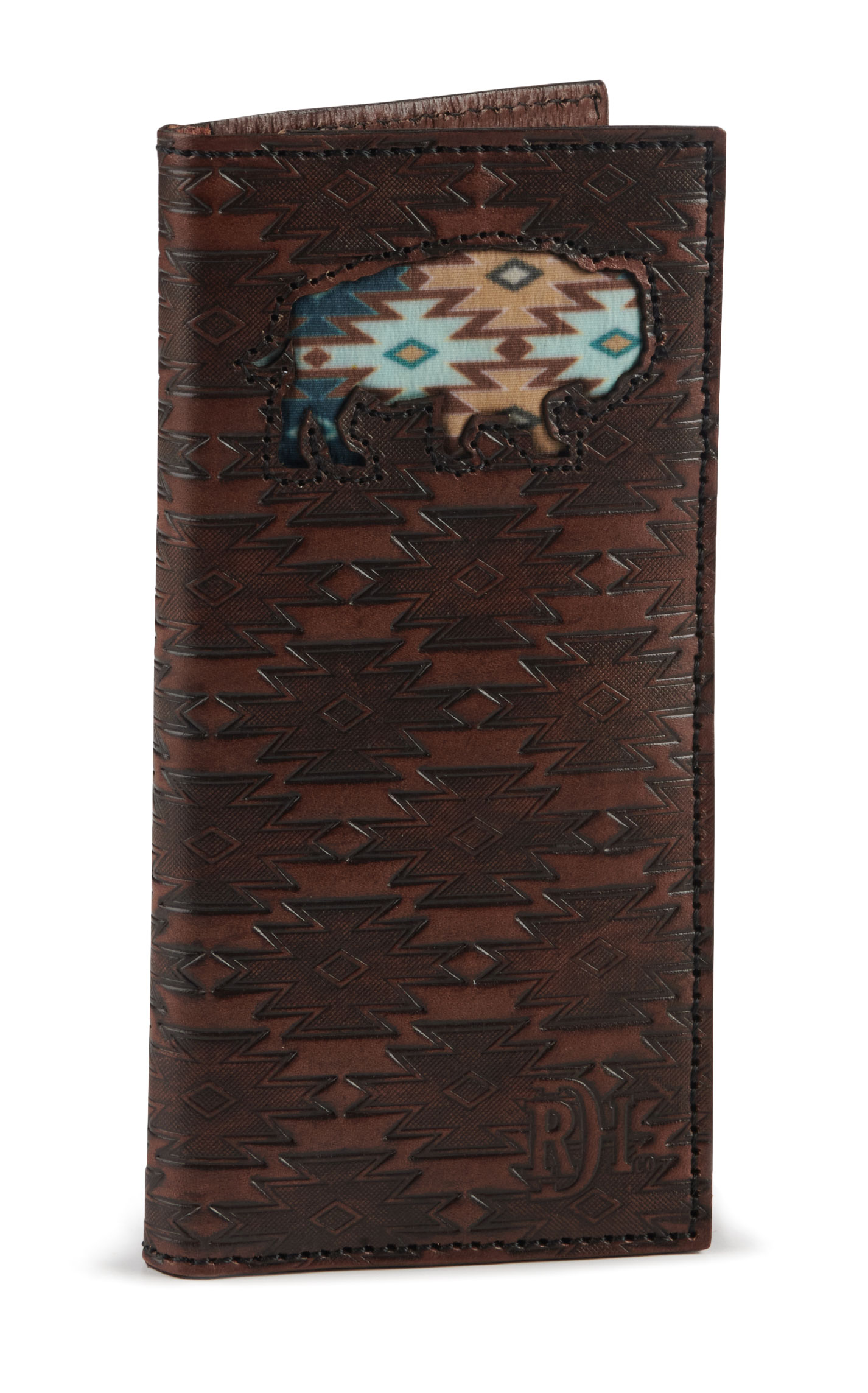 Red Dirt Hat Co. Brown Southwest Buffalo Checkbook Cover / Rodeo Wallet - Image 1
