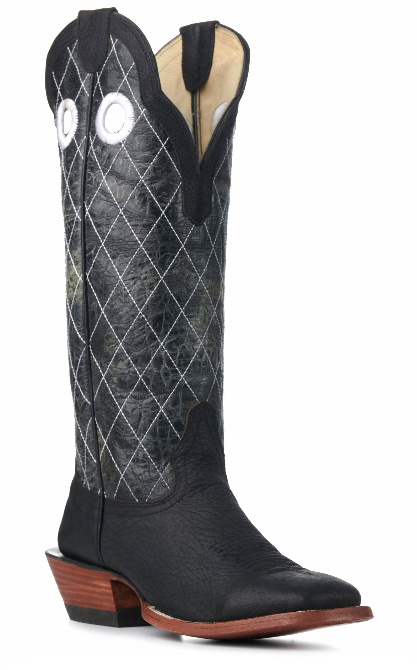 Hondo Men's Black and Black Crater Diamond Stitch 16\