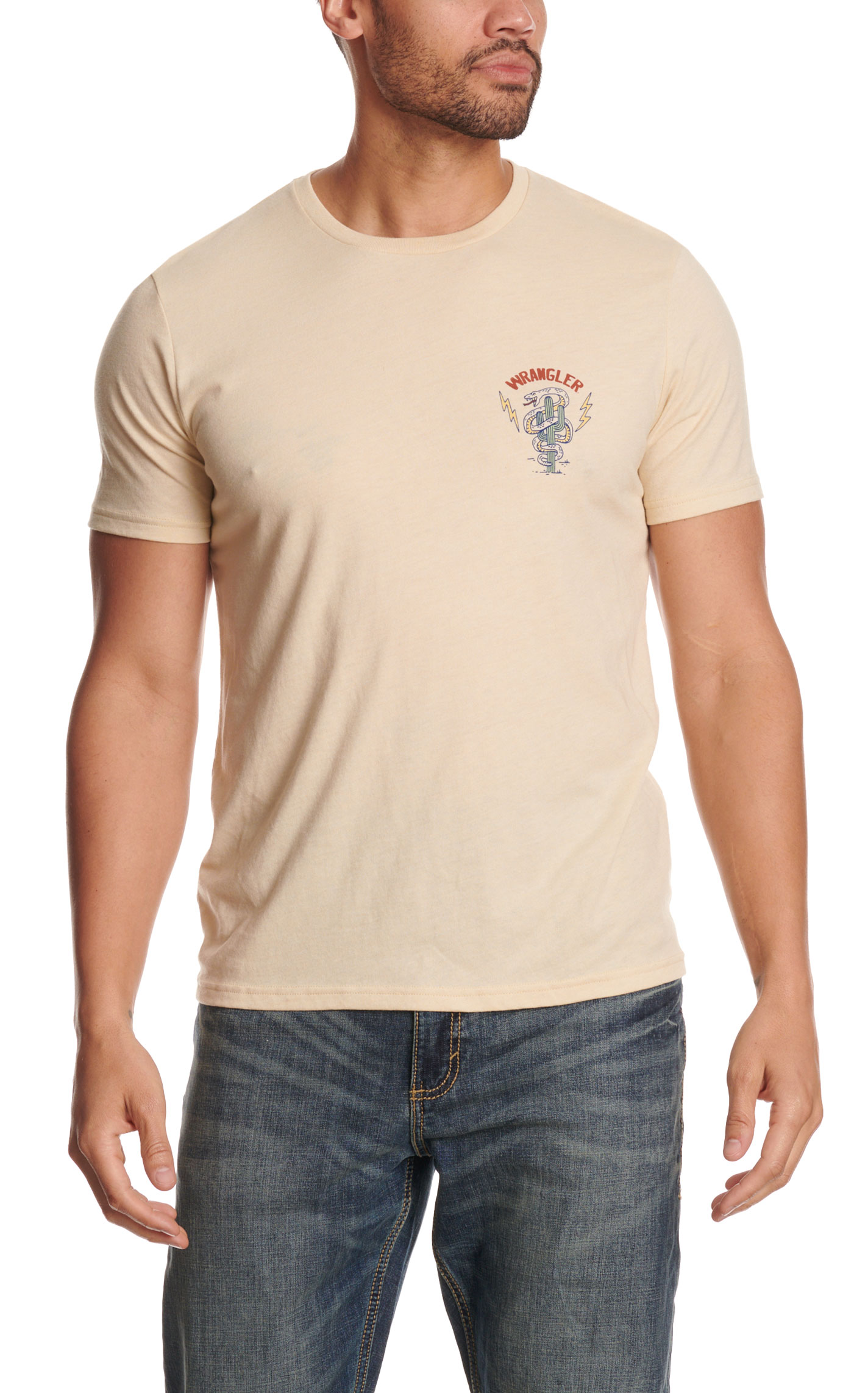Wrangler Men's Natural Beige Snake Graphic T-Shirt - Image 2