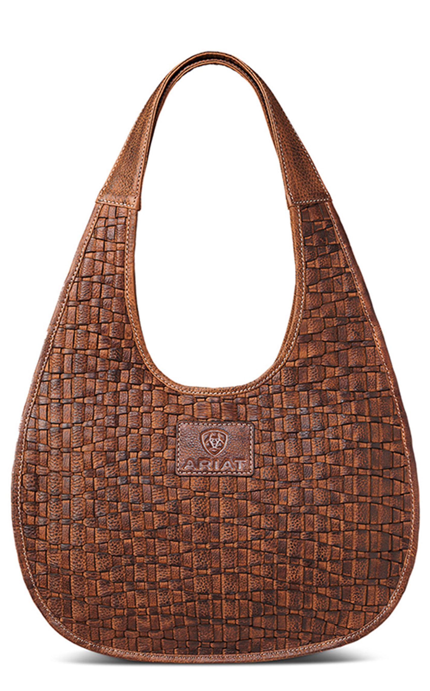 Ariat Paige Brown Round Basketweave Shoulder Bag - Image 1