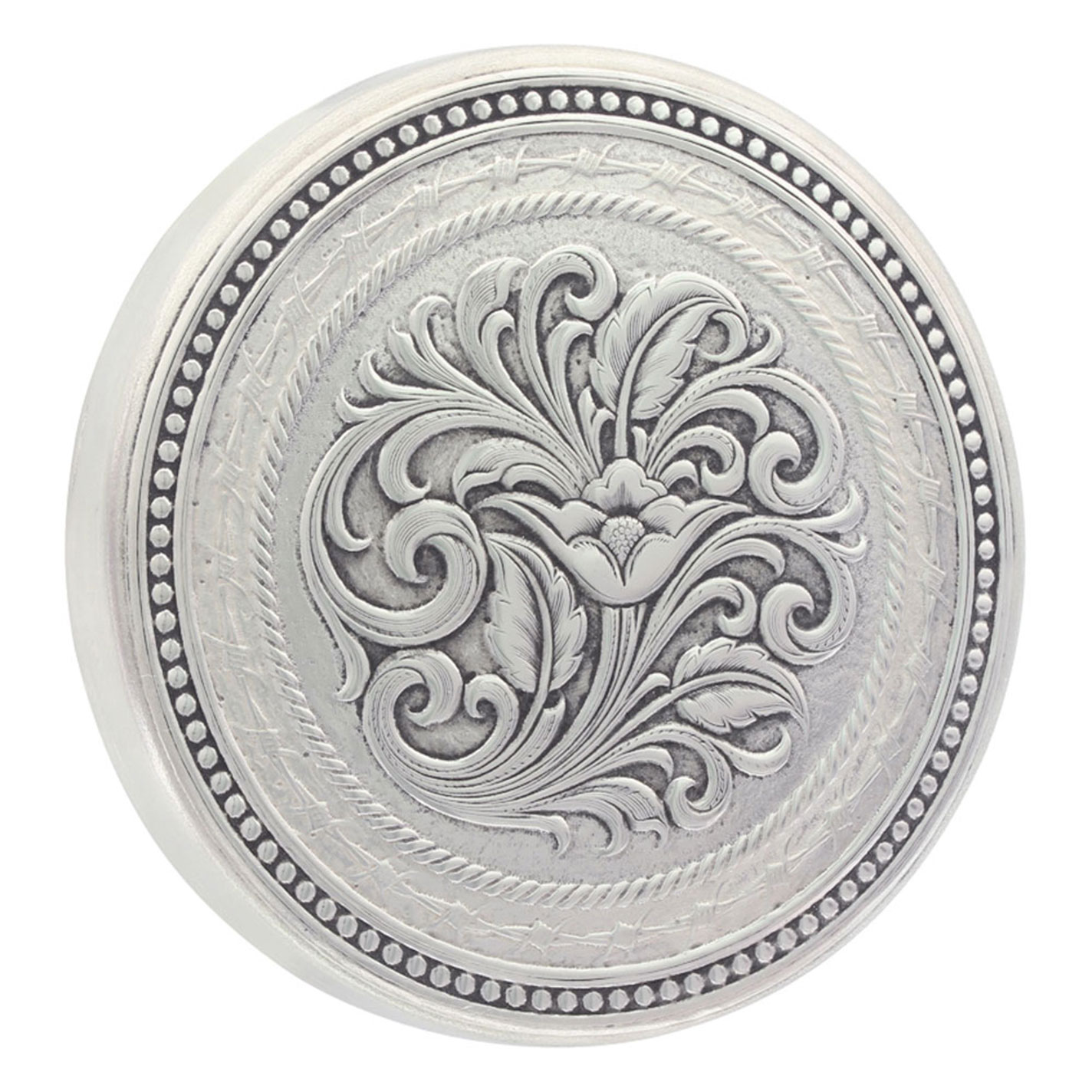 Montana Silversmiths Silver Stars and Barbed Wire Snuff Lid - Image 1