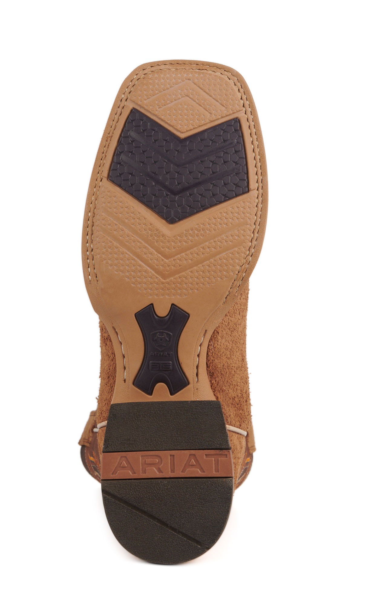 Ariat Men's Brushrider Suntan Roughout and Rusty Brown Wide Square Toe Cowboy Boots - Image 1