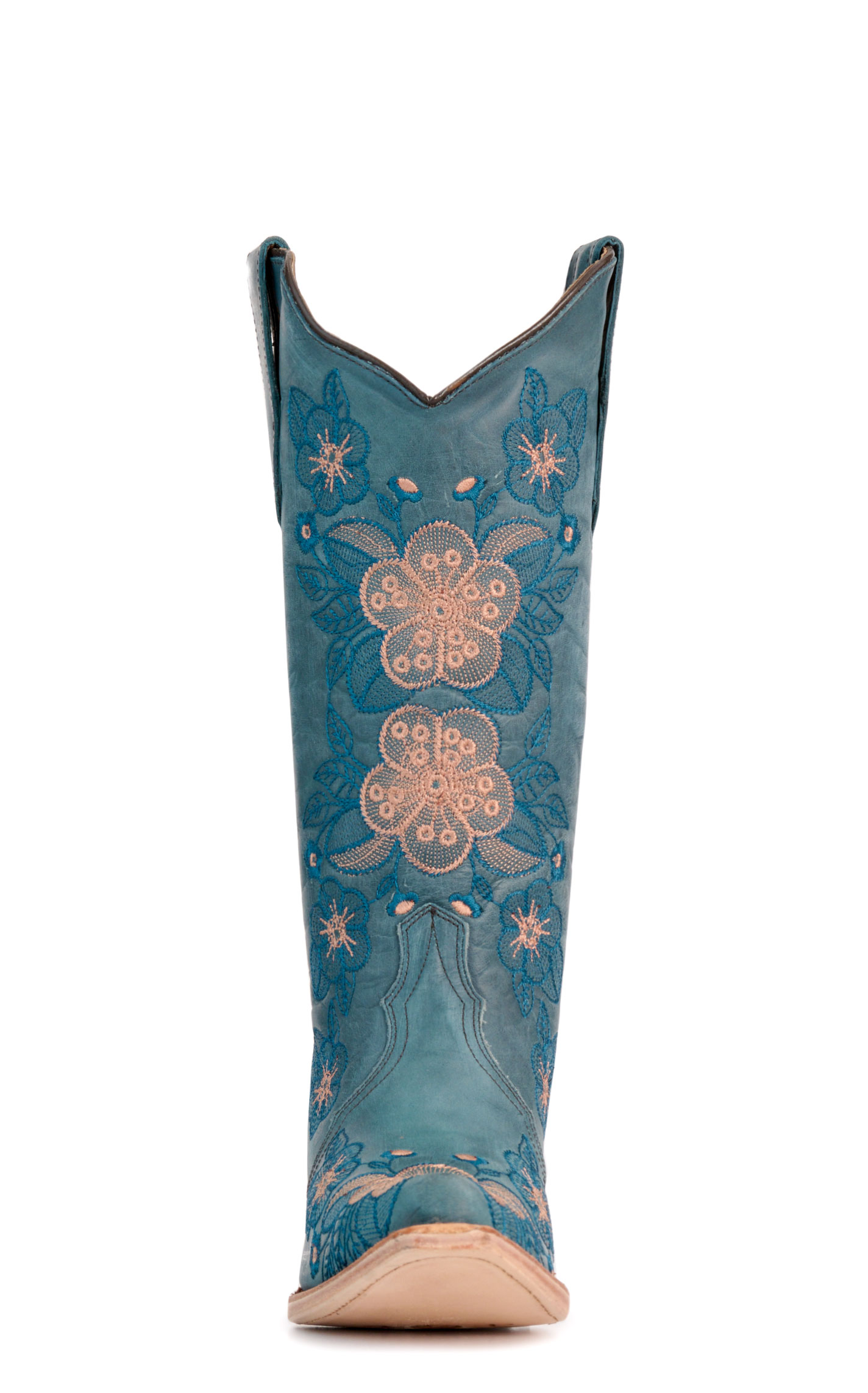 Circle G by Corral Women's Blue with Floral Embroidery Snip Toe Cowboy Boots - Image 1