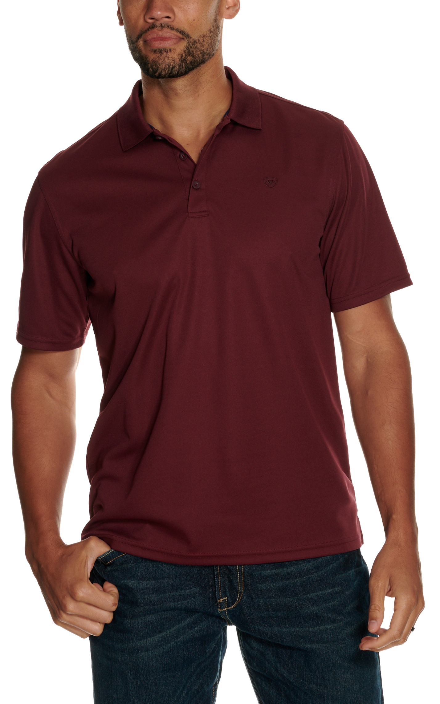 Ariat Men's Maroon Heat Series Tek Polo Shirt - Image 1