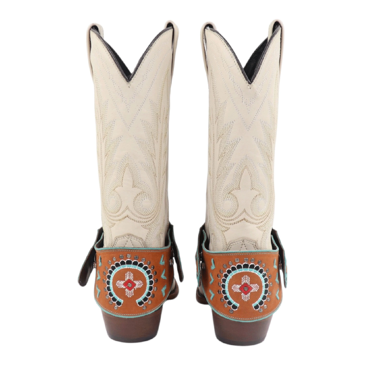 Agave Blue Brown Zuni Embroidered Boot Lassos - Image 1