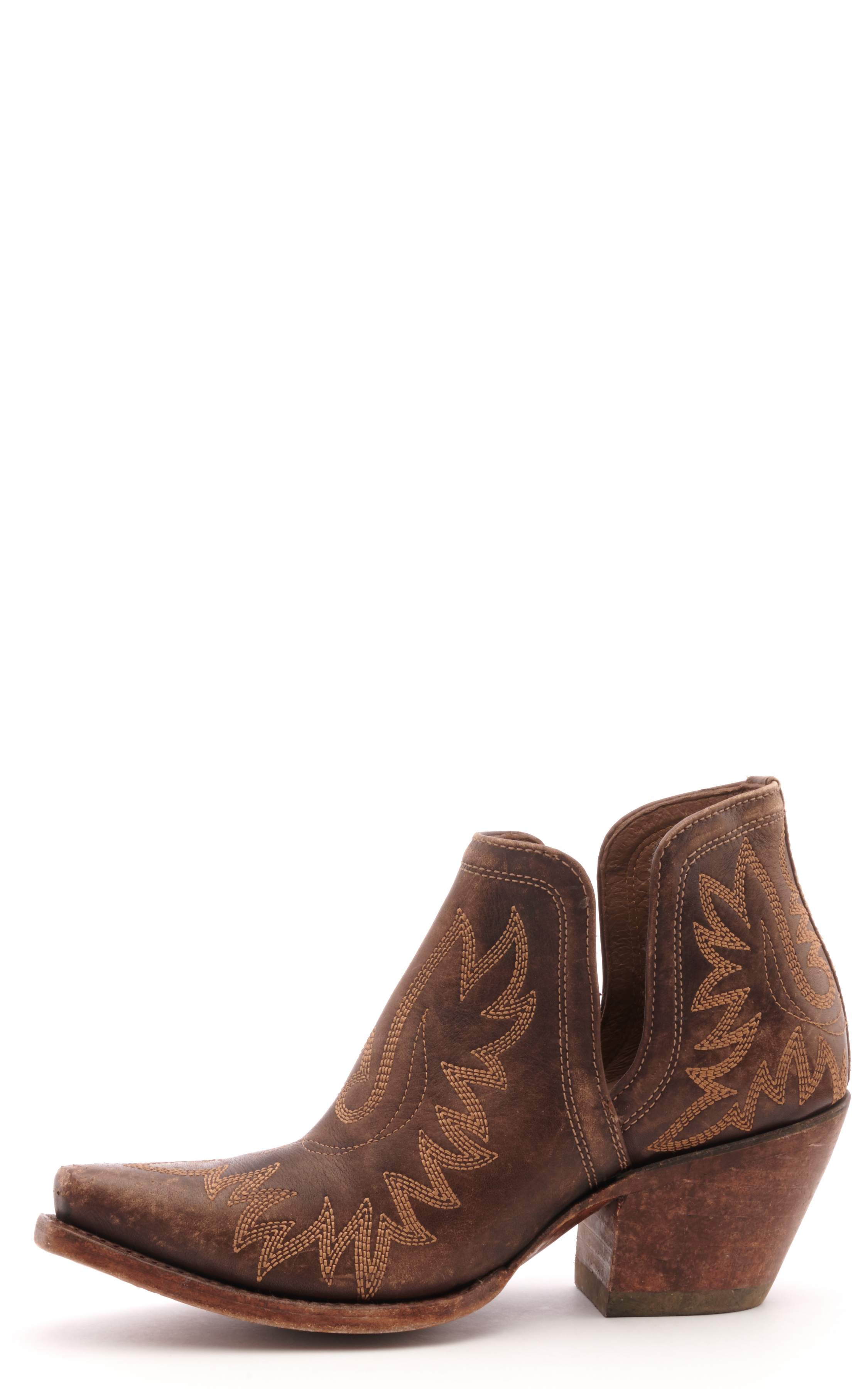 Ariat Women's Dixon Distressed Brown Snip Toe Cowboy Booties - Image 1