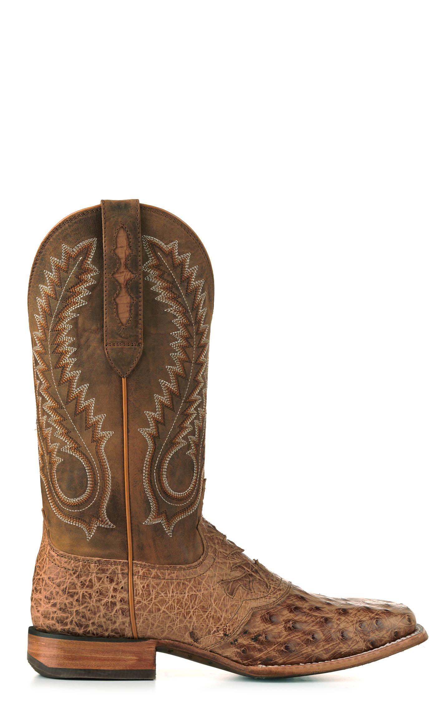 Durango Men's Saddletan Full Quill Ostrich with Saddlevamp Wide Square Toe Exotic Cowboy Boots - Image 1