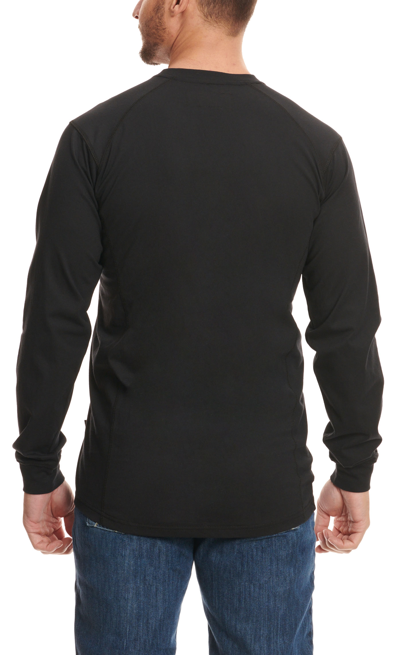 Forge Men's Black Light Weight Long Sleeve FR Work T-Shirt - Image 3