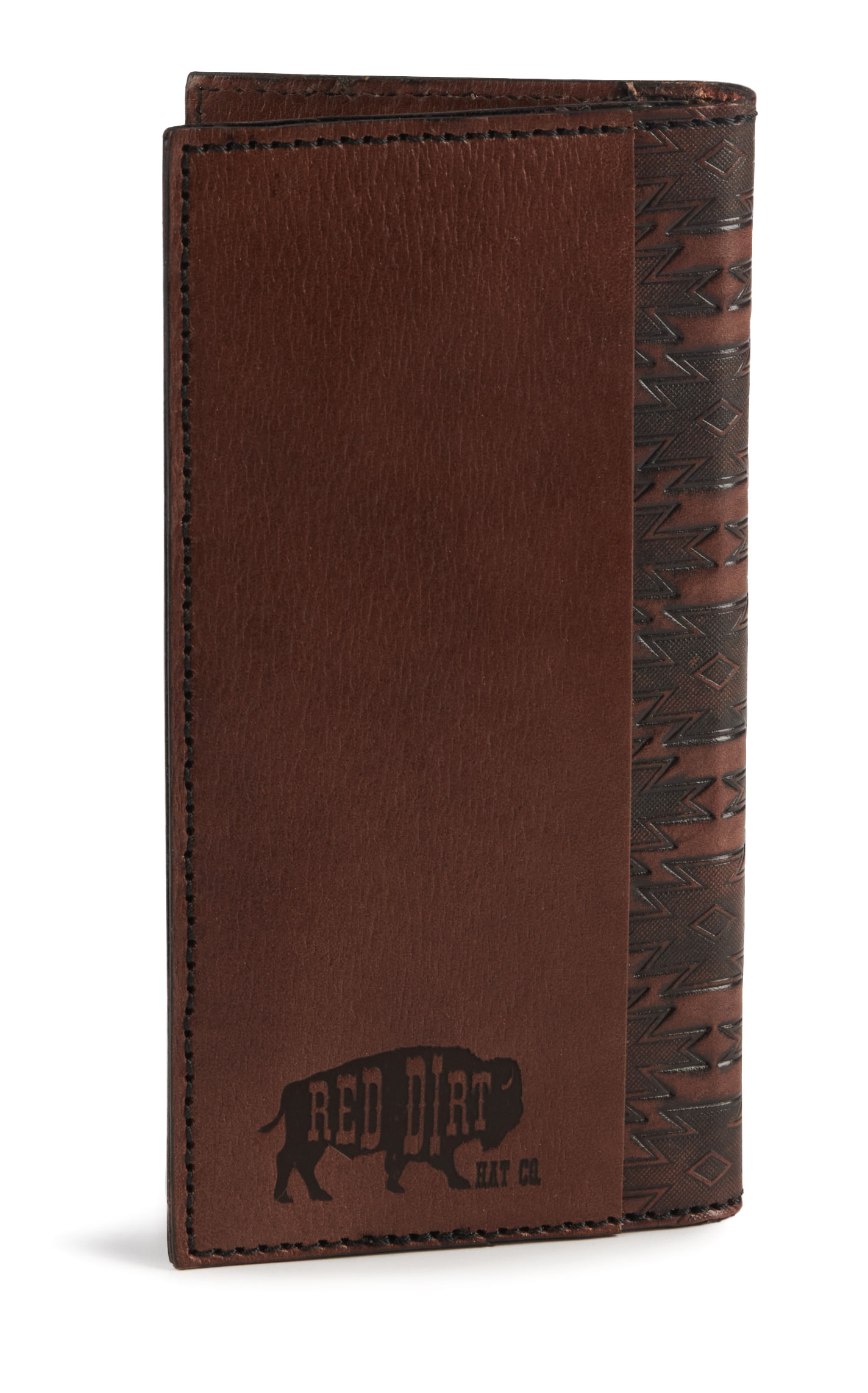 Red Dirt Hat Co. Brown Southwest Buffalo Checkbook Cover / Rodeo Wallet - Image 1