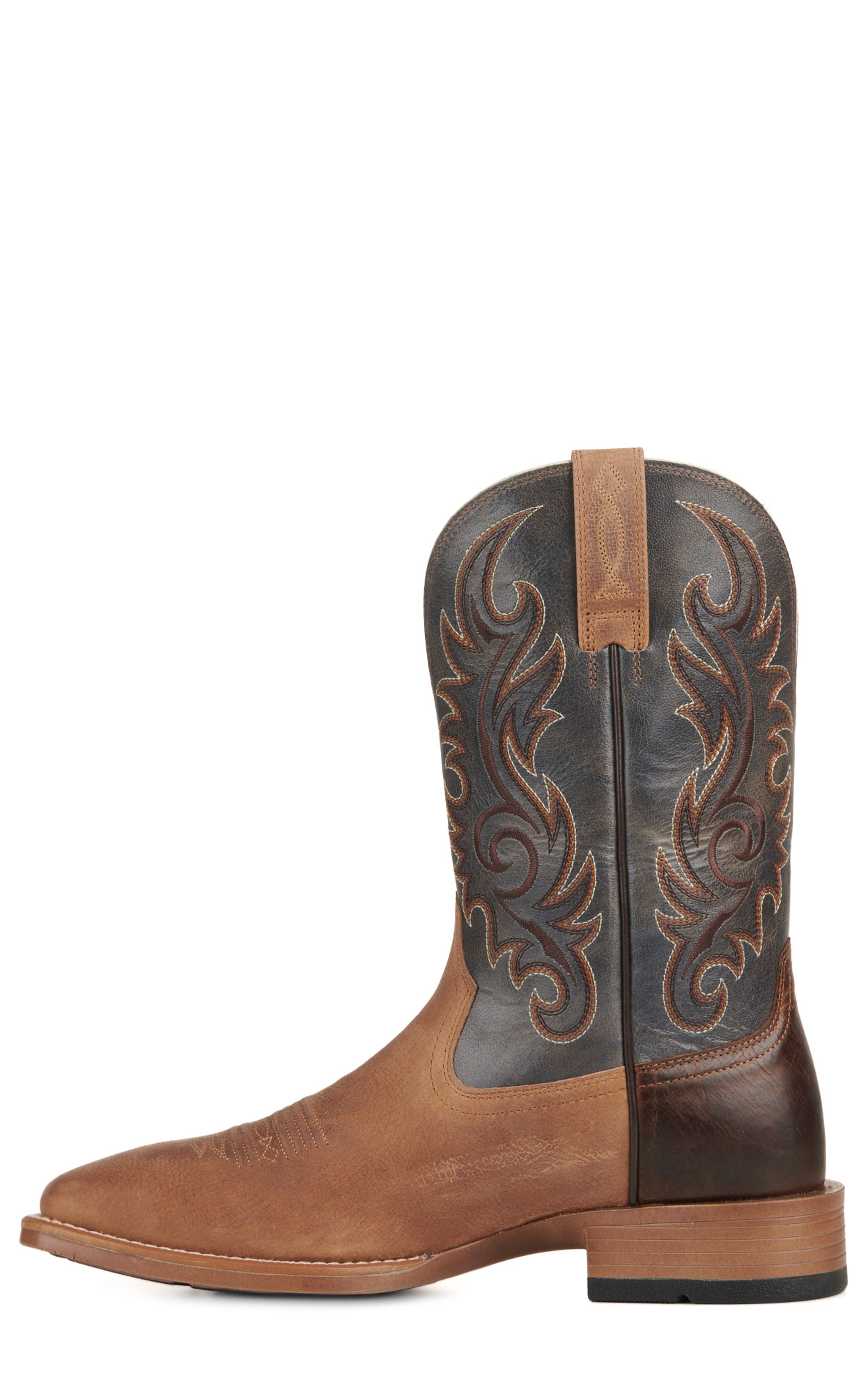 Ariat Men's Lasco Ultra Light Tan and Smoky Blue Bantamweight Wide Square Toe Cowboy Boots - Image 1