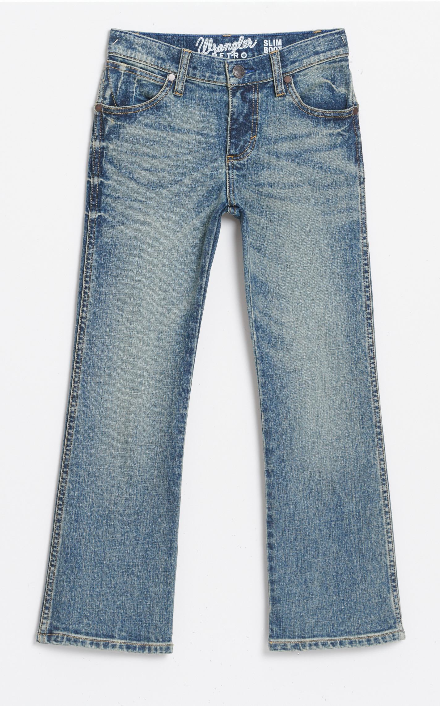 Wrangler Retro Boy's Greeley 77B Light Wash Slim Fit Boot Cut Jeans (18-20) - Image 1