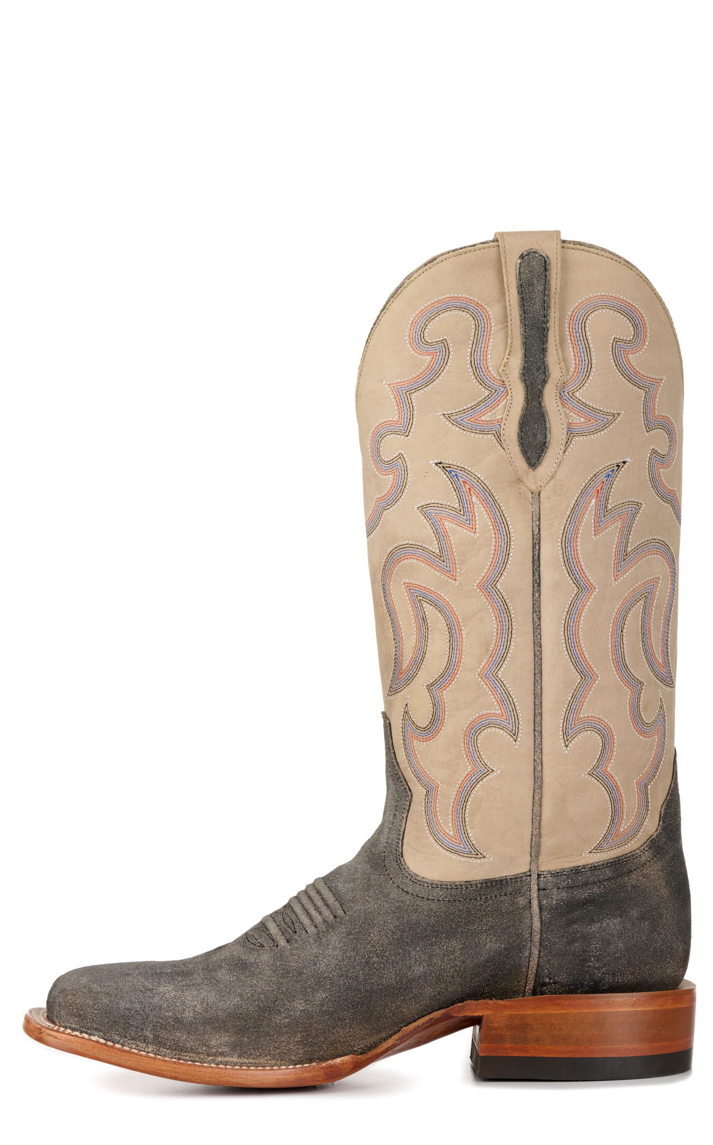 Cavender's Men's Charcoal Roughout and Light Gray Wide Square Toe Cowboy Boots - Image 1