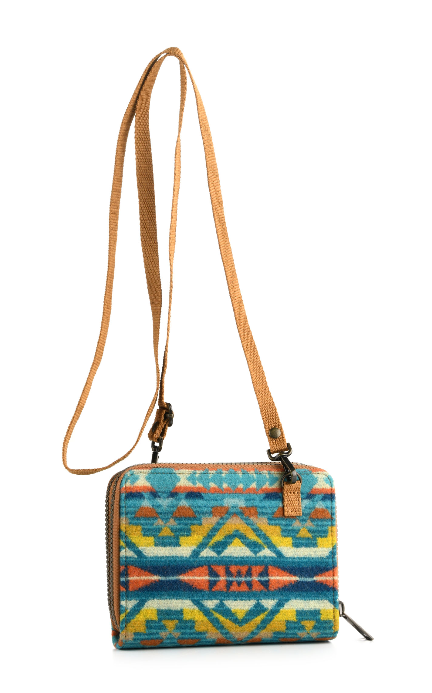 Pendleton Turquoise Tangerine Sunset & Cream Aztec Alto Mesa Crossbody Organizer Wallet - Image 1