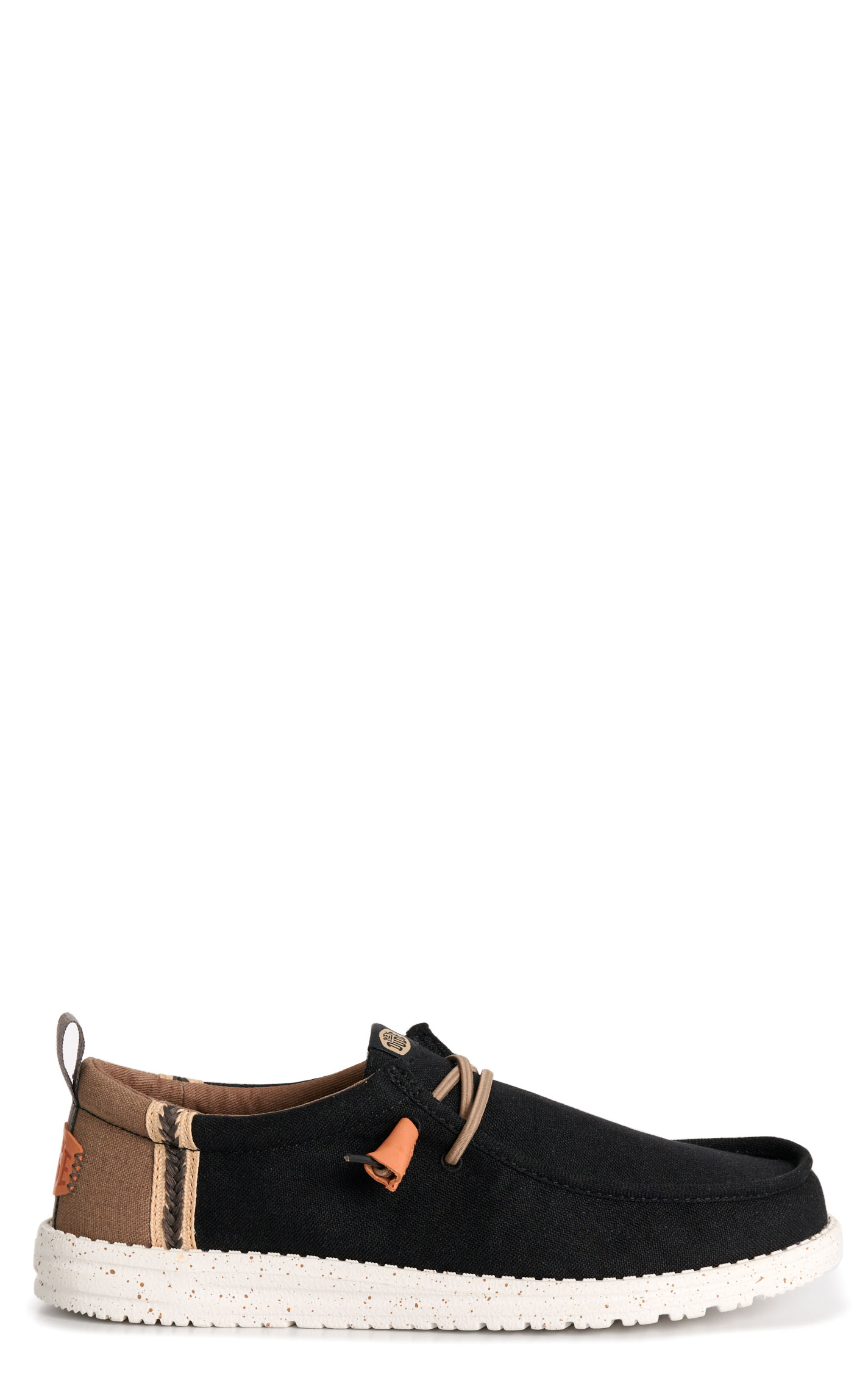 Hey Dude Men’s Wally Black & Walnut Lace Up Moc Toe Casual Shoes - Image 1