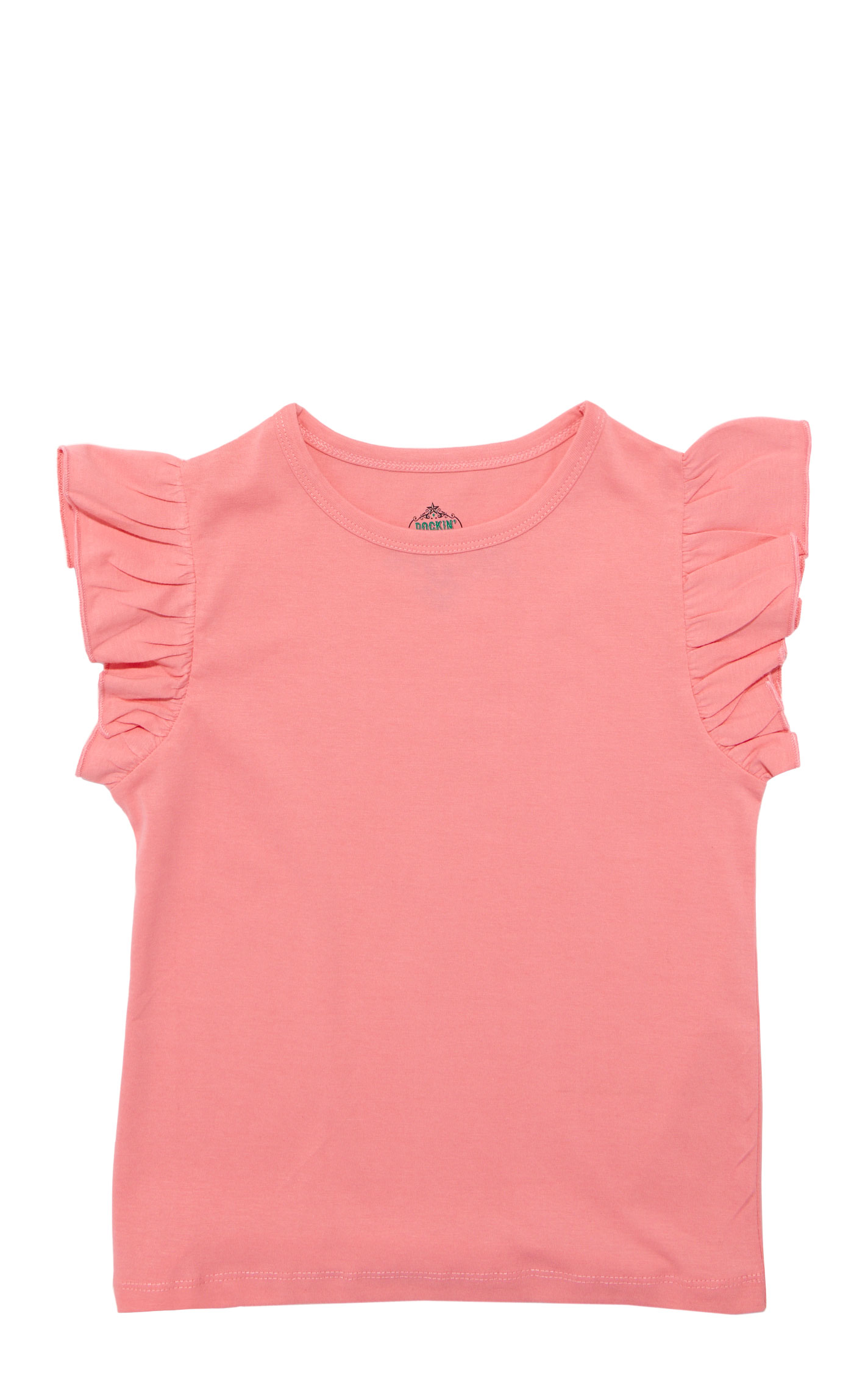Rockin C Girls Peach Ruffle Sleeve Top - Image 1
