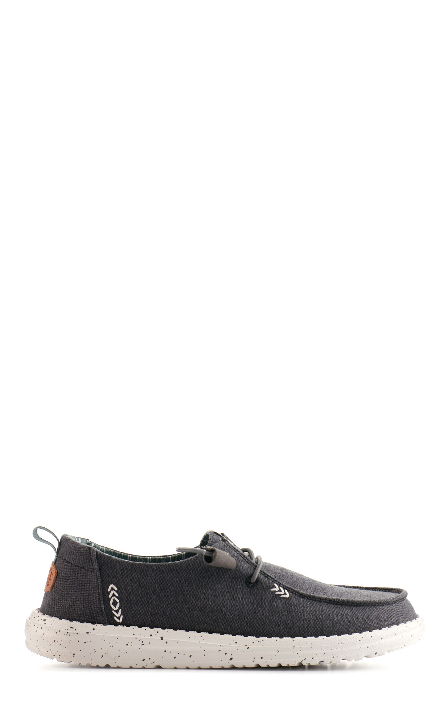 Hey Dude Women's Wendy Chambray Washed Black Moc Toe Lace Up Casual Shoes - Image 1