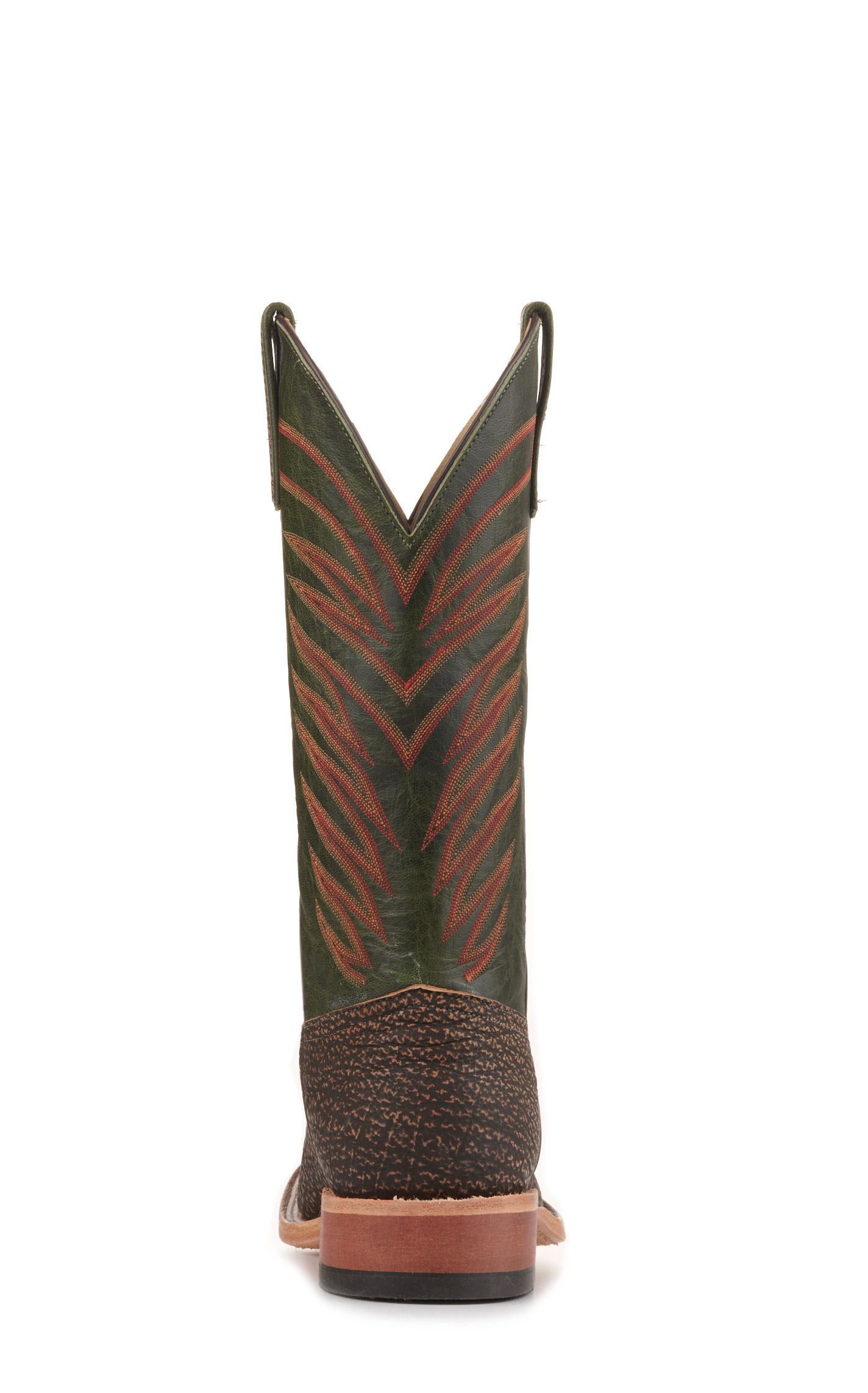 Anderson Bean Men's Emerald Green and Tan Safari Shark Wide Square Toe Cowboy Boots - Image 1