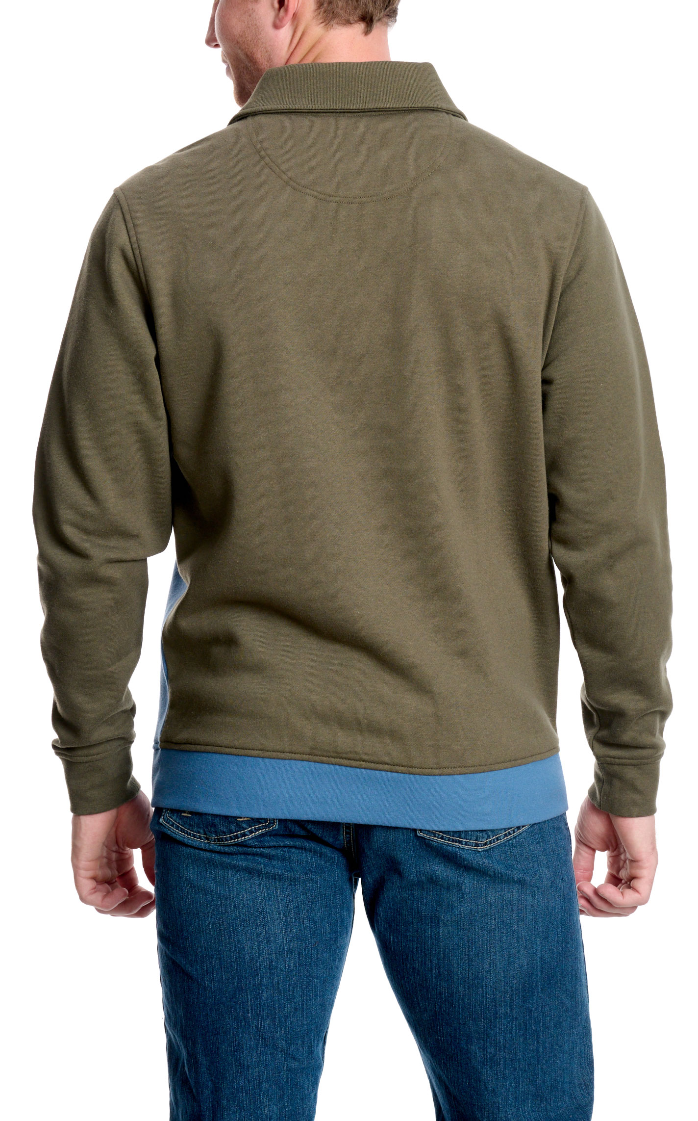 Kimes Ranch Men's Army Green & Slate-Blue Logo 1/4 Zip Pullover - Image 1