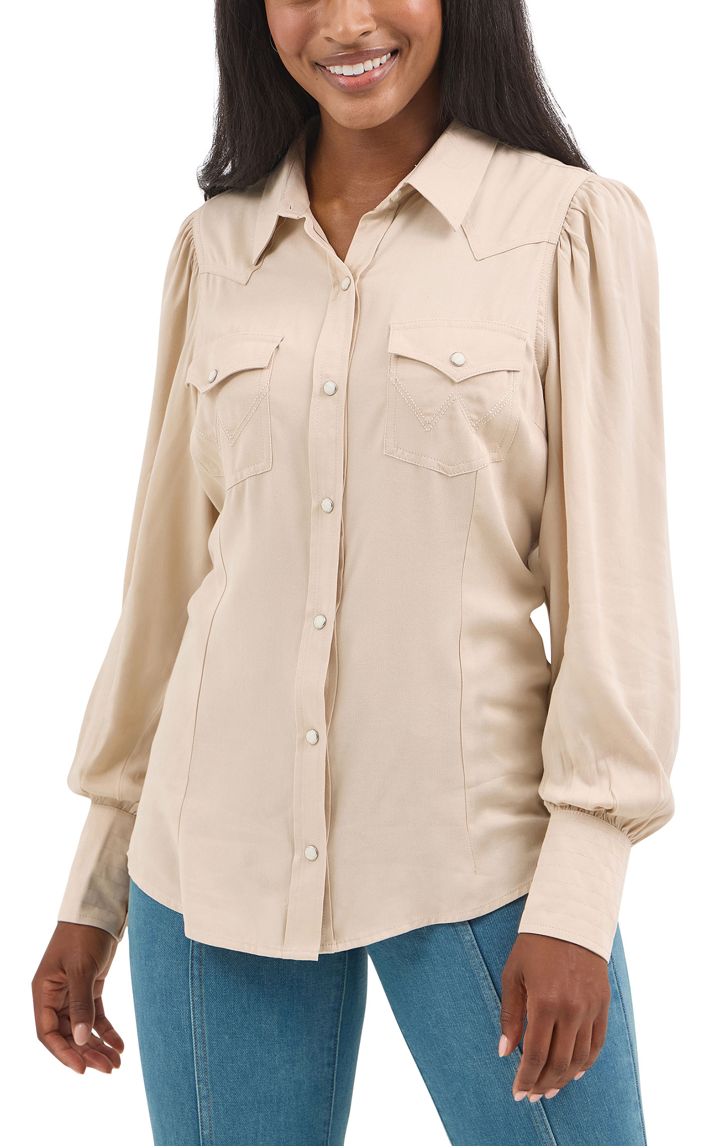 Wrangler Retro Women's Buff Poet Sleeve Western Shirt - Image 1