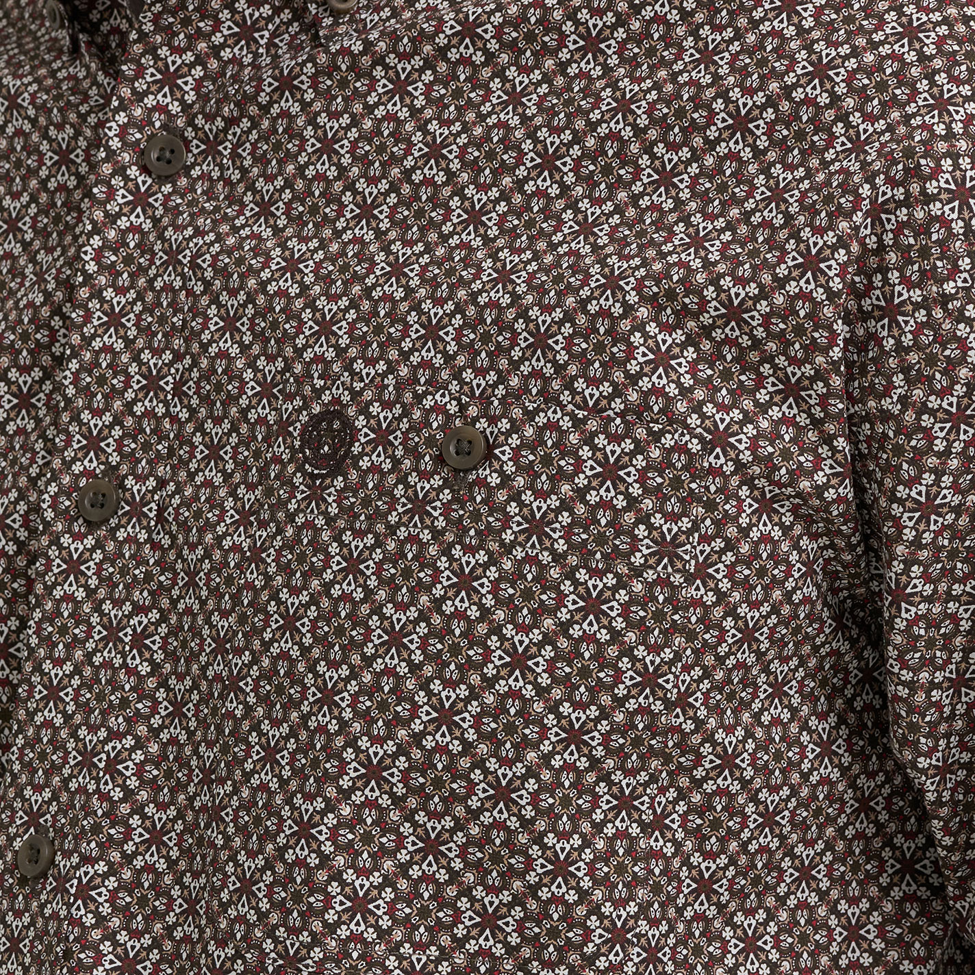 Wrangler George Strait Men's Coffee Burst Print Long Sleeve Western Shirt - Image 1