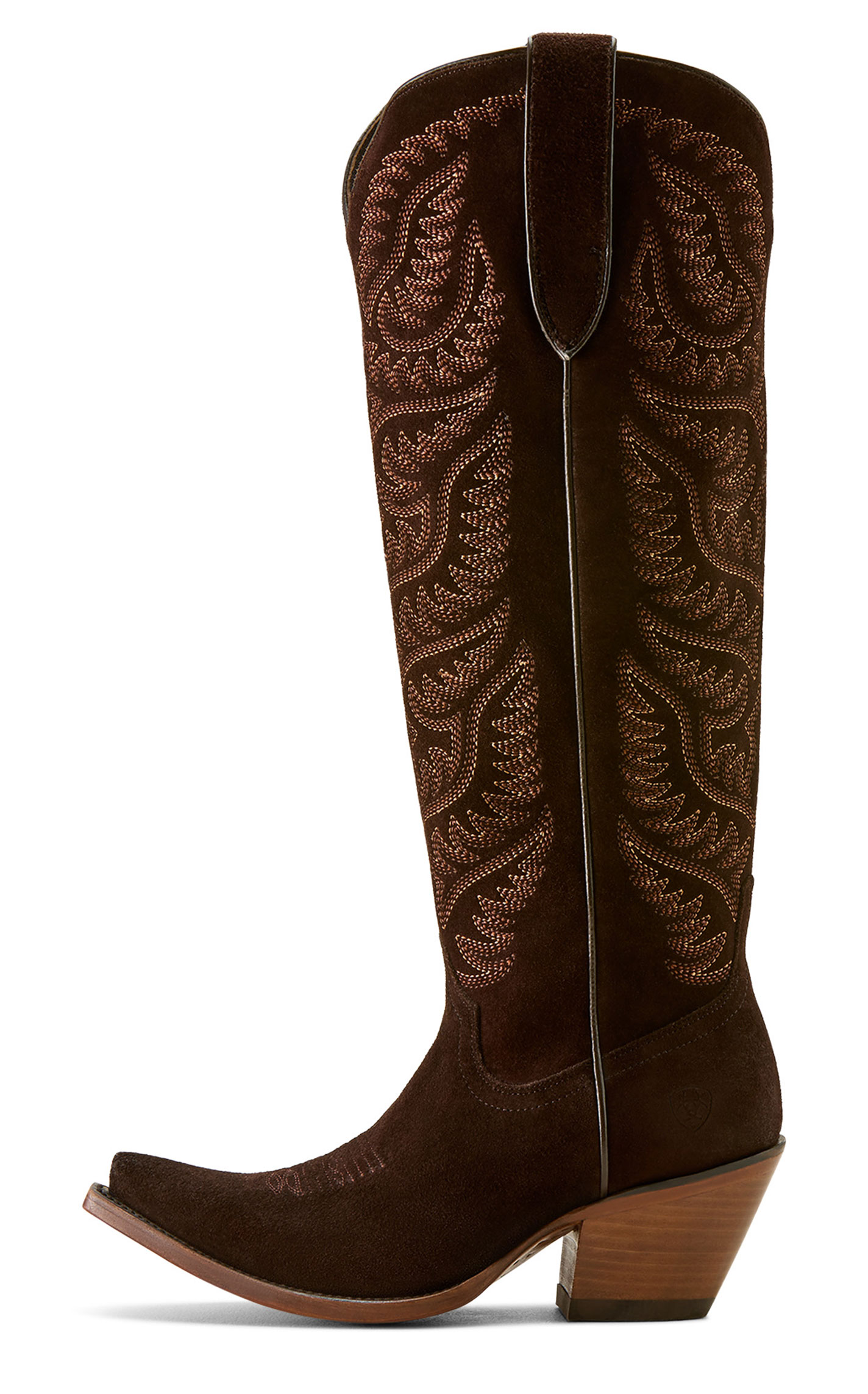 Ariat Women's Laramie Stretchfit French Roast Suede Zipper Snip Toe Cowboy Boots - Image 1
